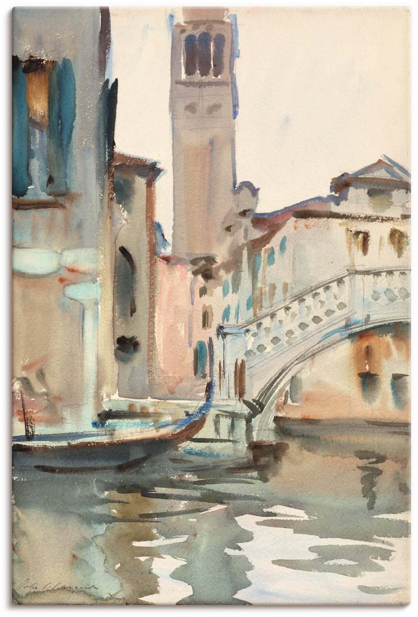 Wandbild »Eine Brücke und Campanile, Venedig.«, Venedig, (1 St.), als Leinwandbild,...