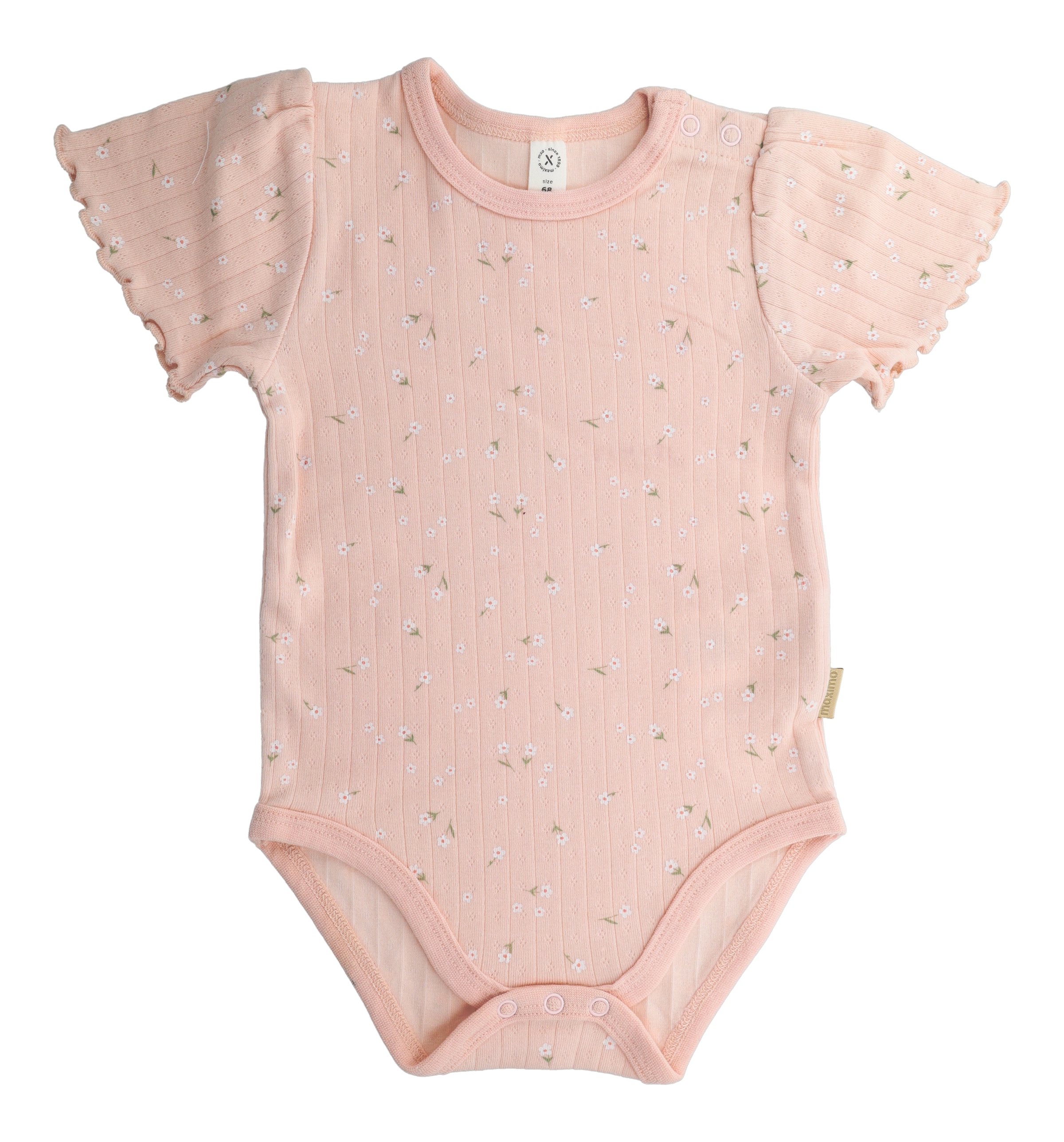 MAXIMO Kurzarmbody 1 Blassrosa, Blumen-Alloverprint, Kurzarm, Baby-Girl