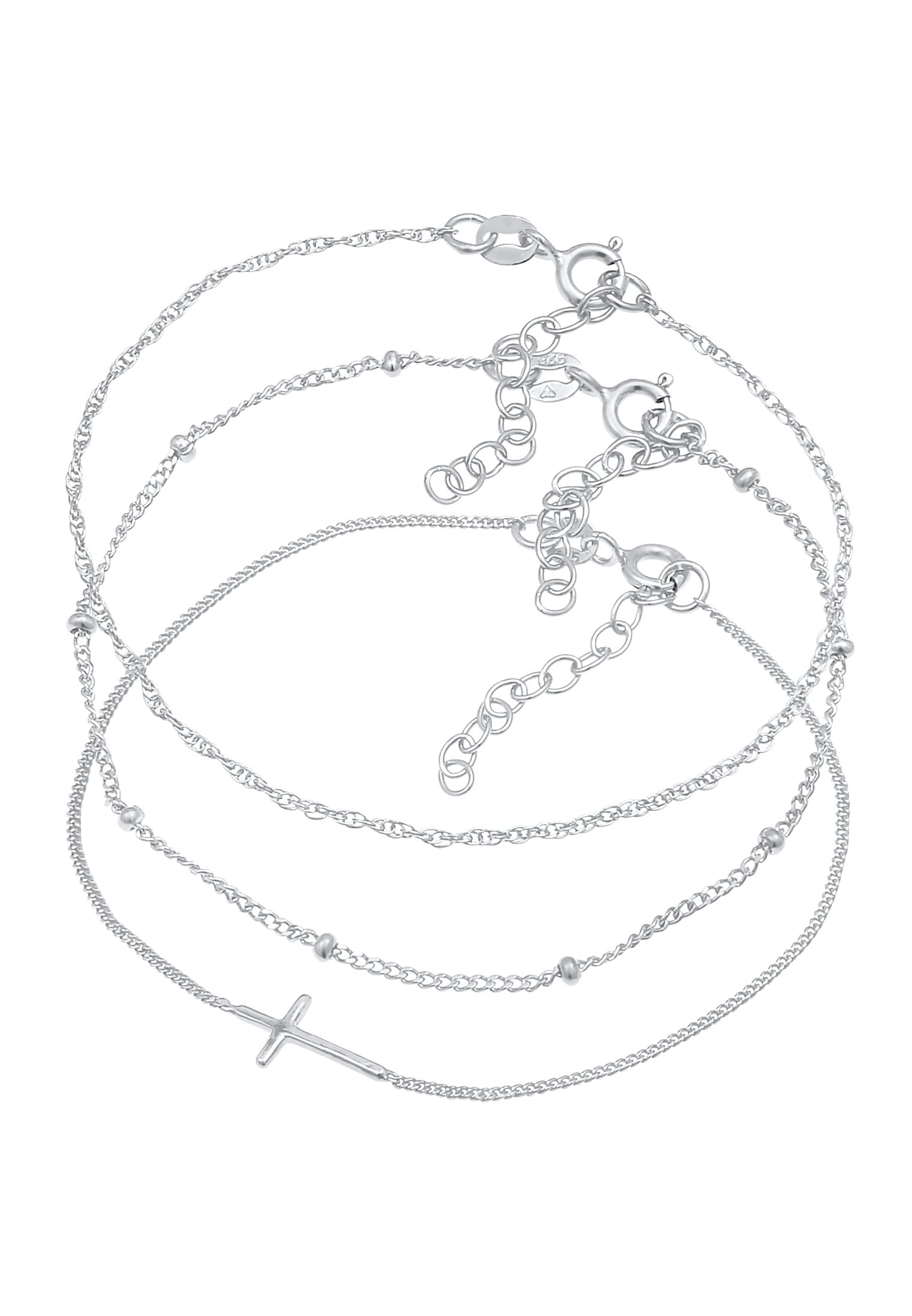 Elli Armketten Set »Armband Gedreht Kugel Kreuz Design (3 tlg.) 925 Silber«