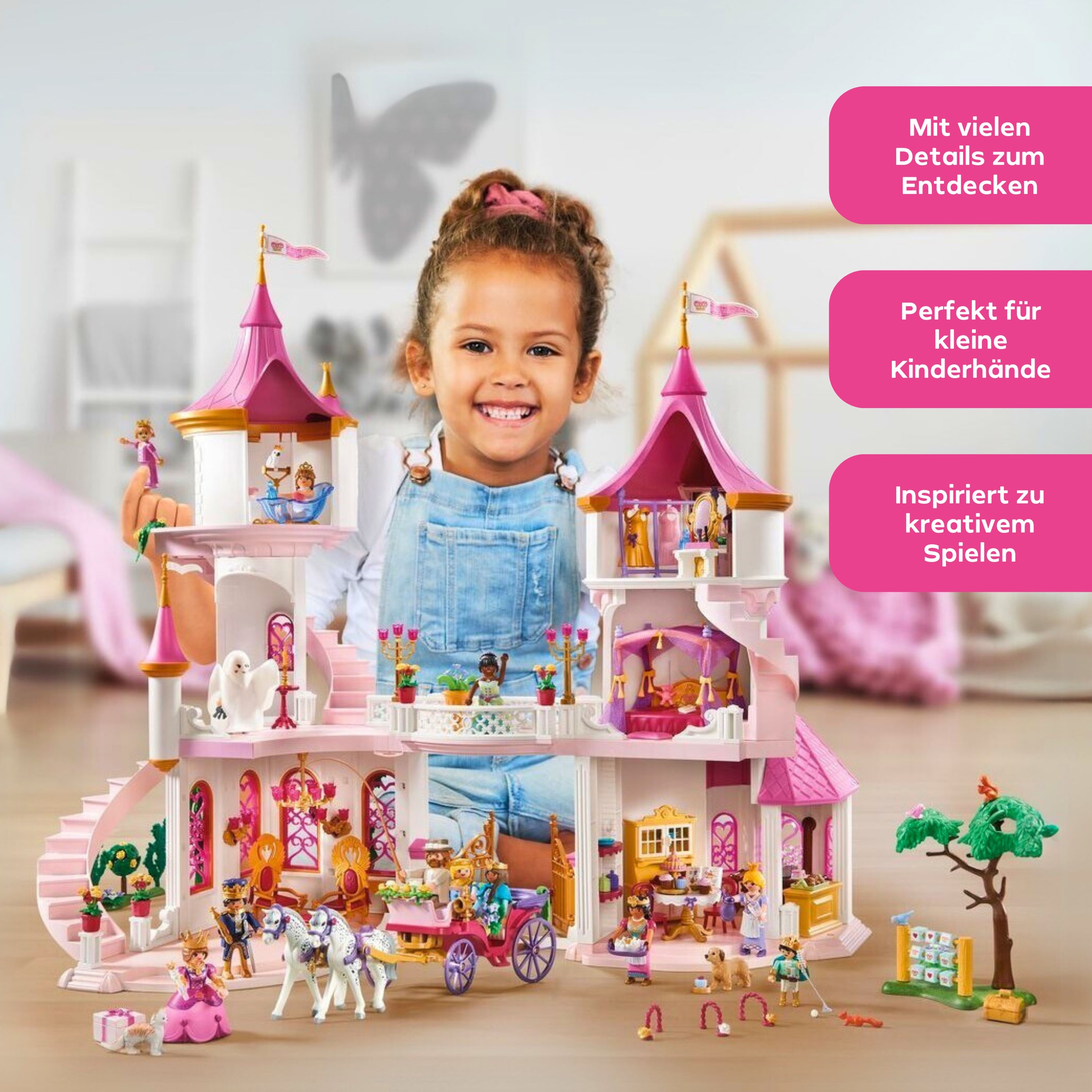 Playmobil® Konstruktions-Spielset »Prinzessinnenschloss mit Königspaar (71845), Playmobil Princess Magic«, (422 St.), Made in Germany