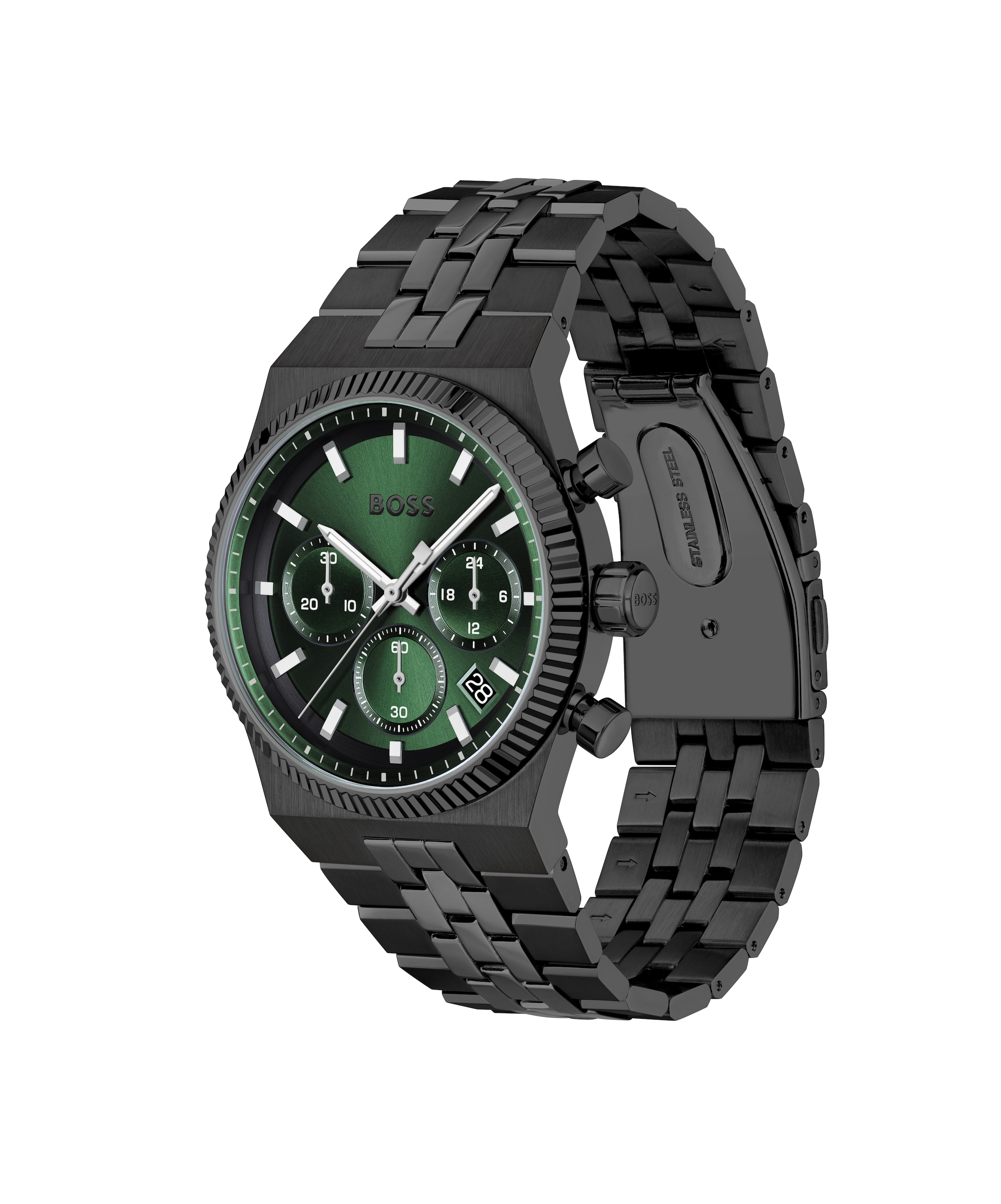 BOSS Chronograph »CANDOR PRIME« Quarzuhr, Armbanduhr, Herrenuhr, Edelstahlarmband, analog, Tag