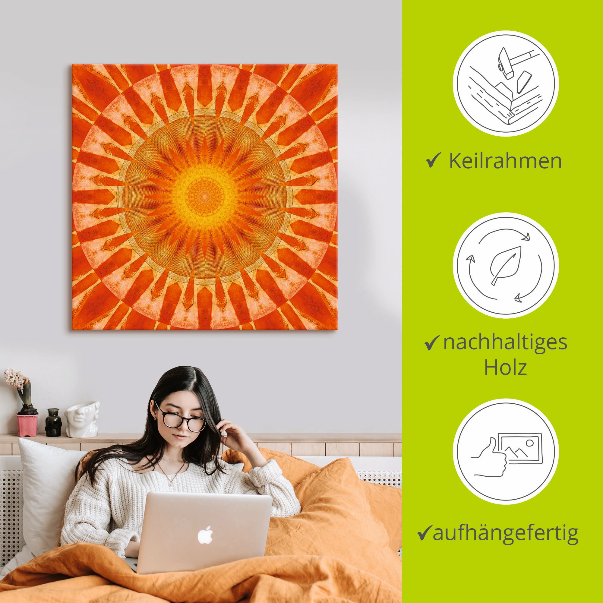 Artland Wandbild »Mandala Sonnenuntergang«, klassische Fantasie, (1 St.), als Leinwandbild, Poster in verschied. Größen