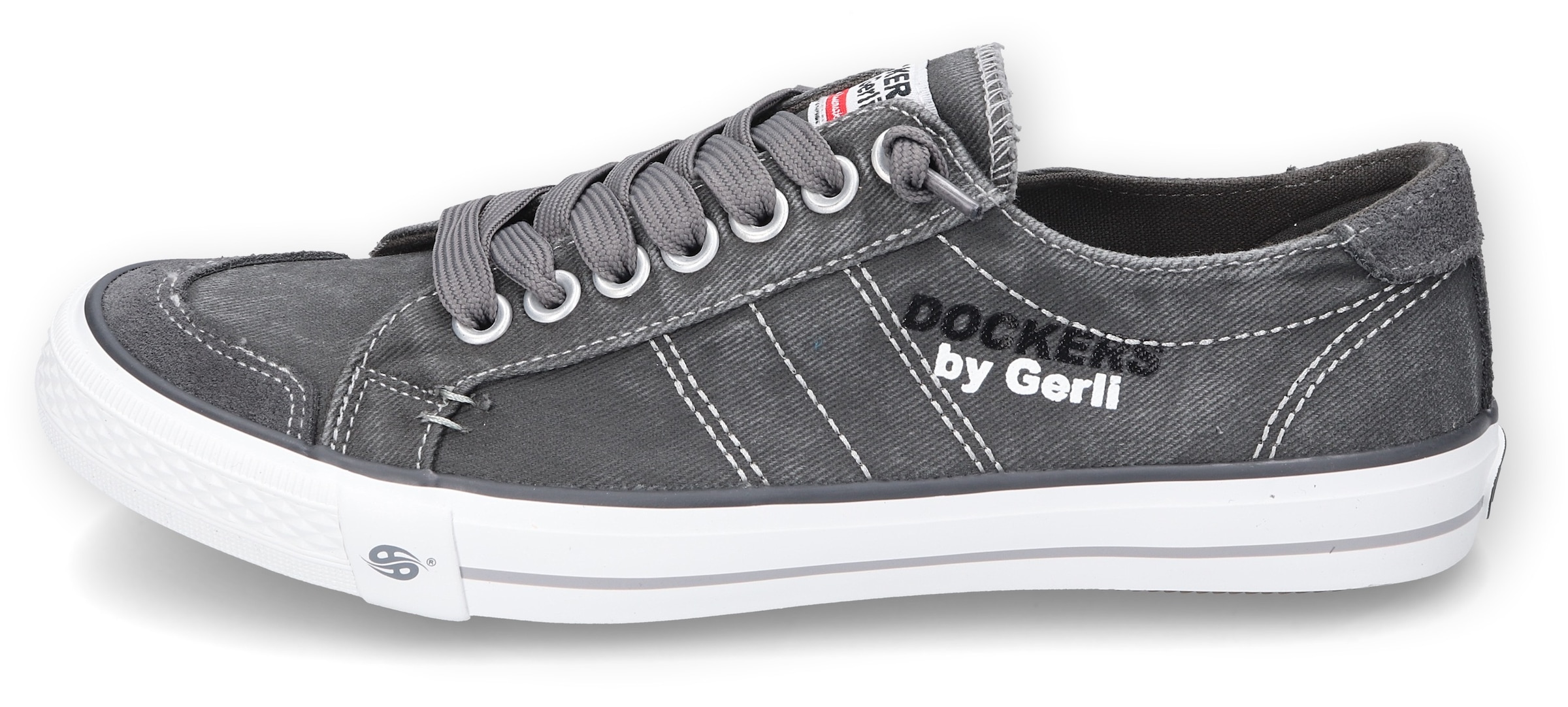 Dockers by Gerli Slip-On Sneaker, Freizeitschuh, Retro Sneaker, Fake Schnürung, in cooler Jeansoptik