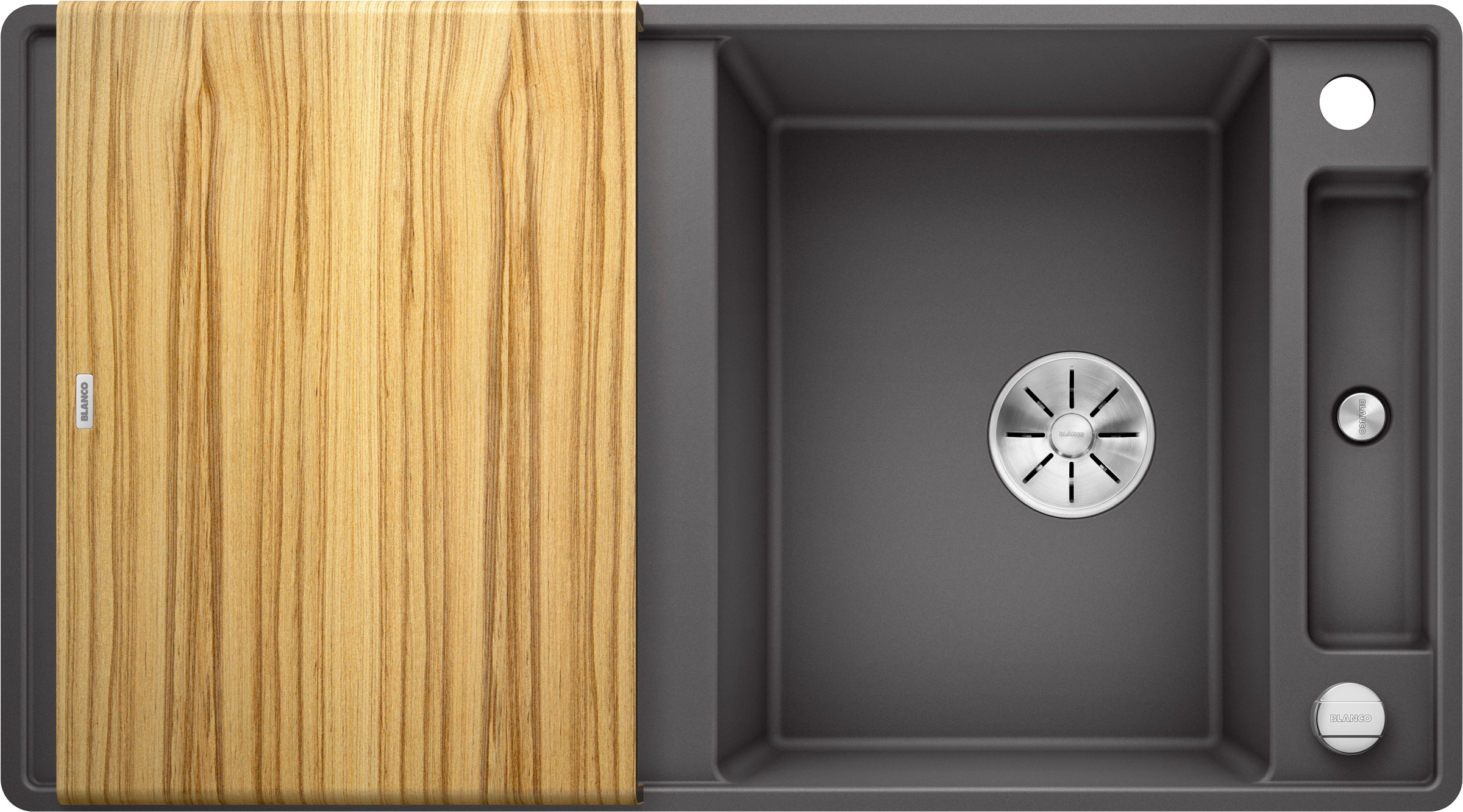 Blanco Granitspüle »AXIA III 5 S-F« 1 Stk. tlg. inklusive gratis Esche-Compound-Brückenschneidebrett