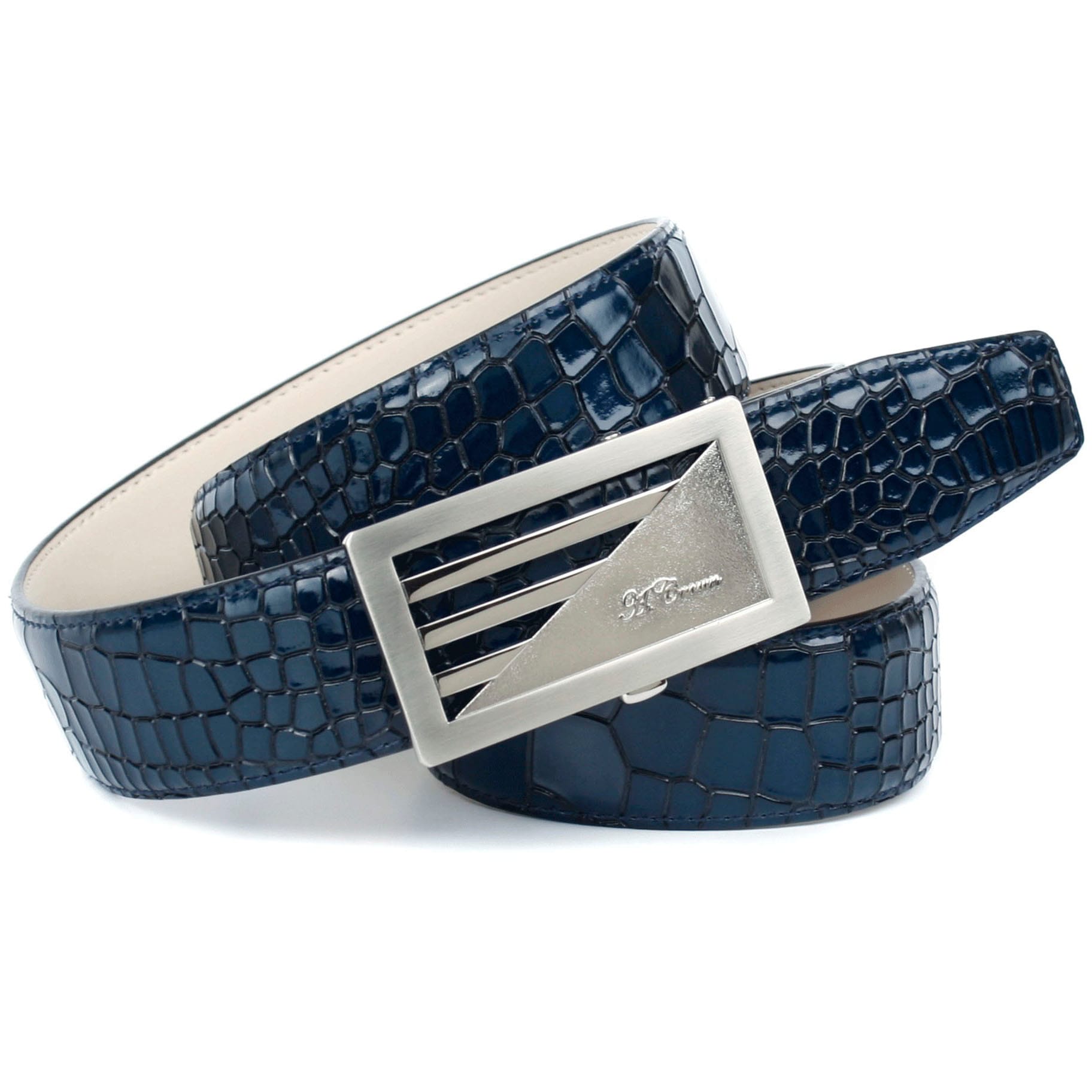 Anthoni Crown Ledergürtel, Shop kaufen Kroko-Design blau OTTO in Online in im