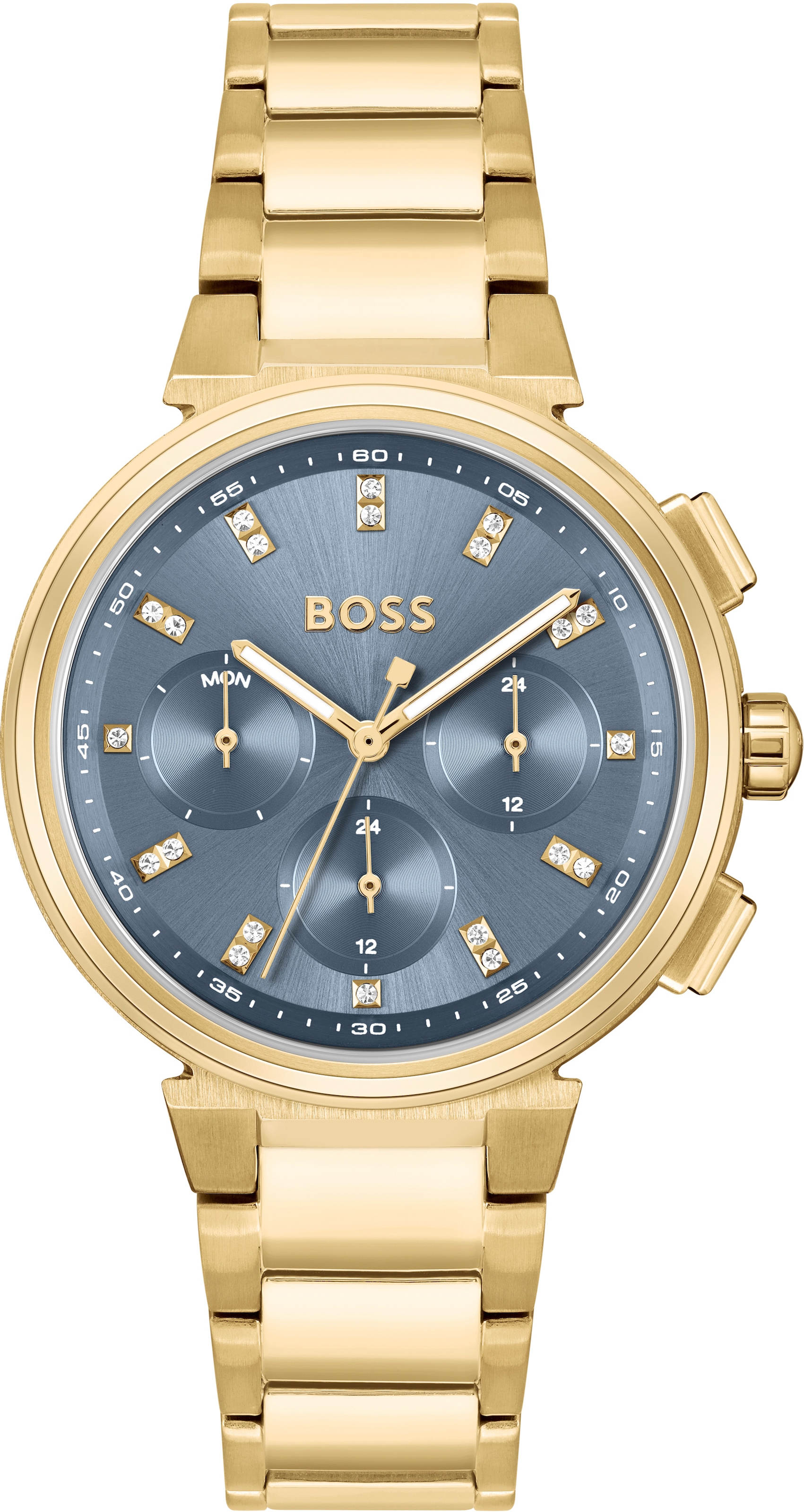BOSS Multifunktionsuhr »ONE, 1502677«, Quarzuhr, Damenuhr, Armbanduhr, Glaskristalle, Datum