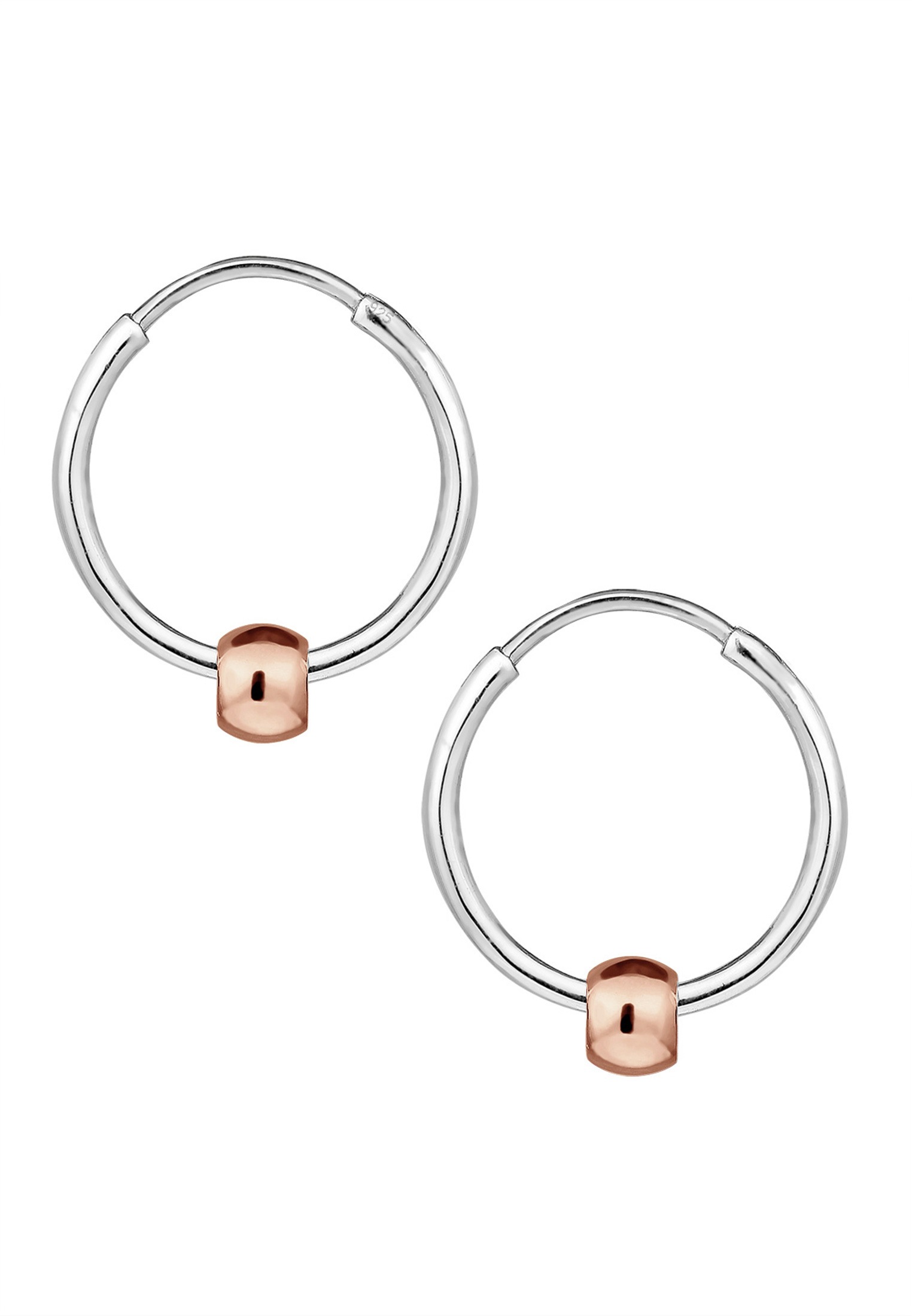 Elli Paar Creolen »Ohrringe Kugel Geo Creole Bi-Color 925 Sterling Silber«