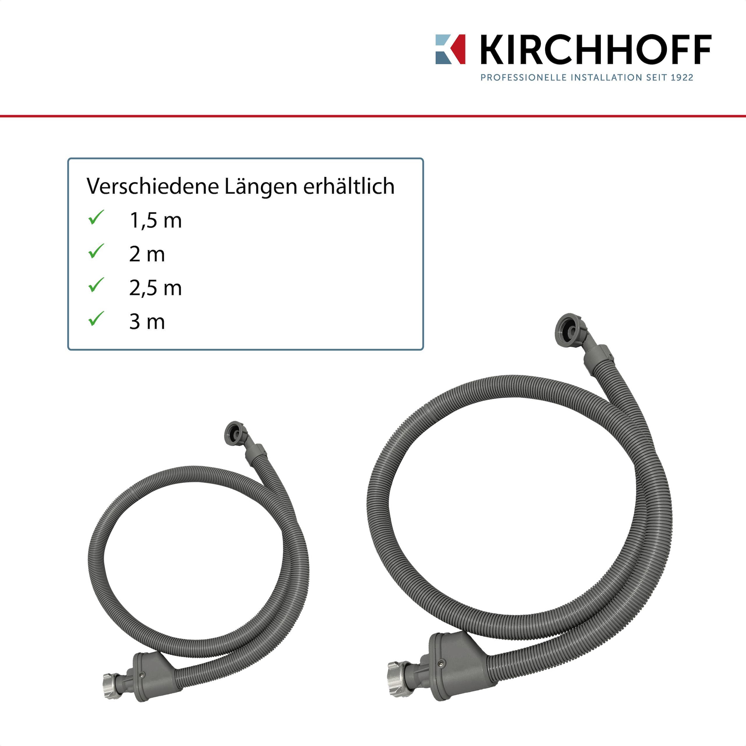 Kirchhoff Zulaufschlauch, Sicherheits-Zulaufschlauch, 3/4"IG x 2 m x 3/4"IG, 10bar/90°C