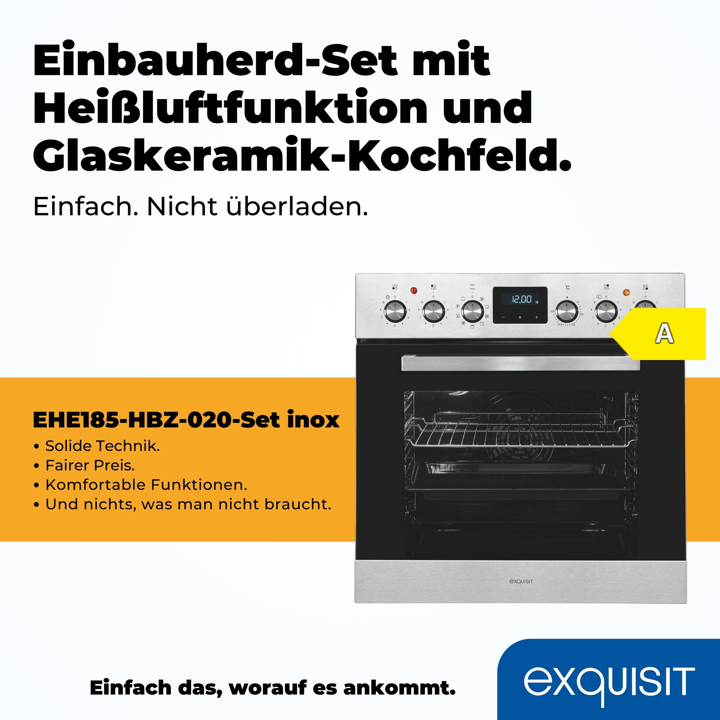 exquisit Elektro-Herd-Set »EHE 185-HZ-020 inox«