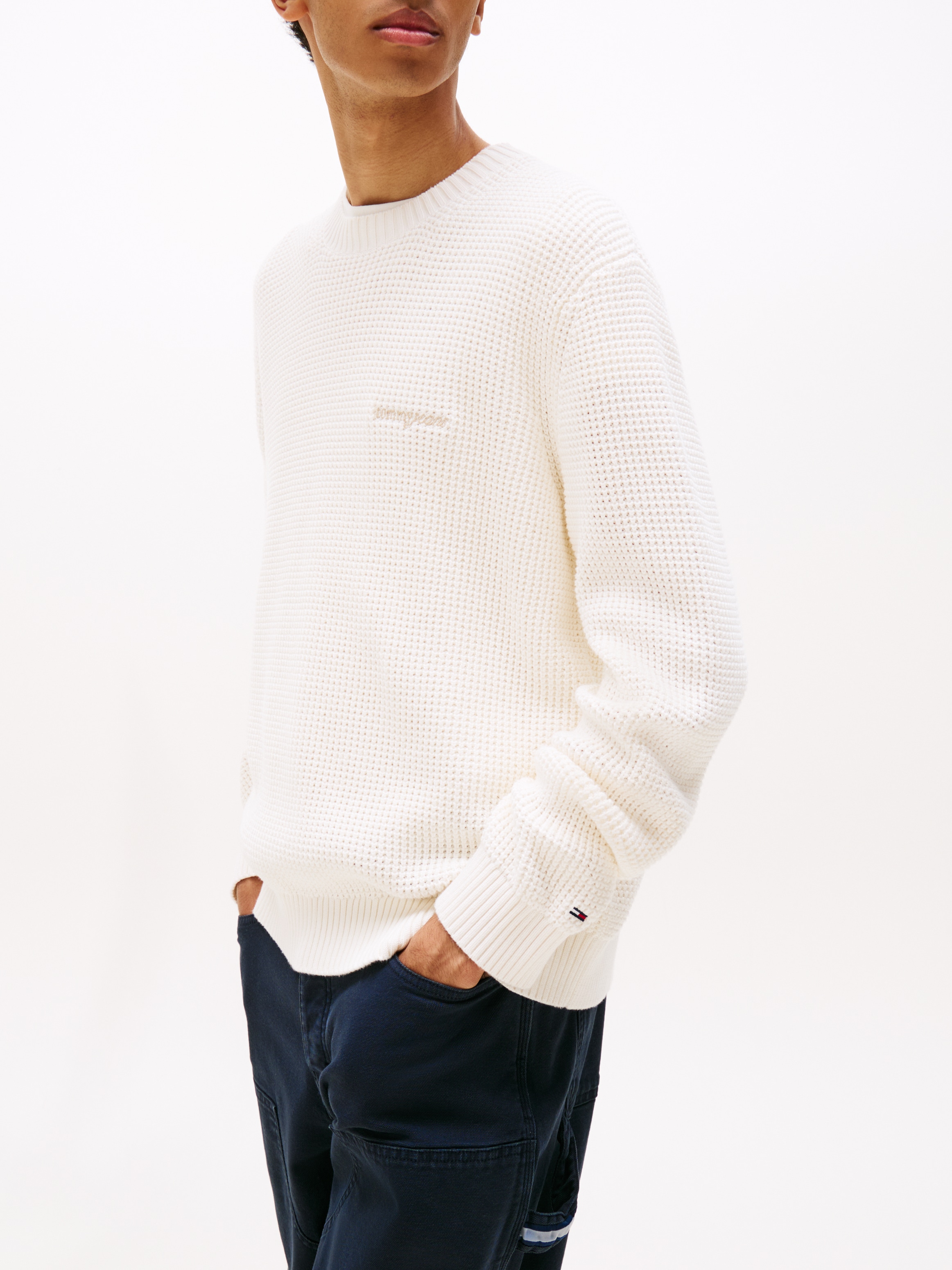 Tommy Jeans Strickpullover »TJM SCRIPT CHUNKY«, Regular Fit, Rundhals