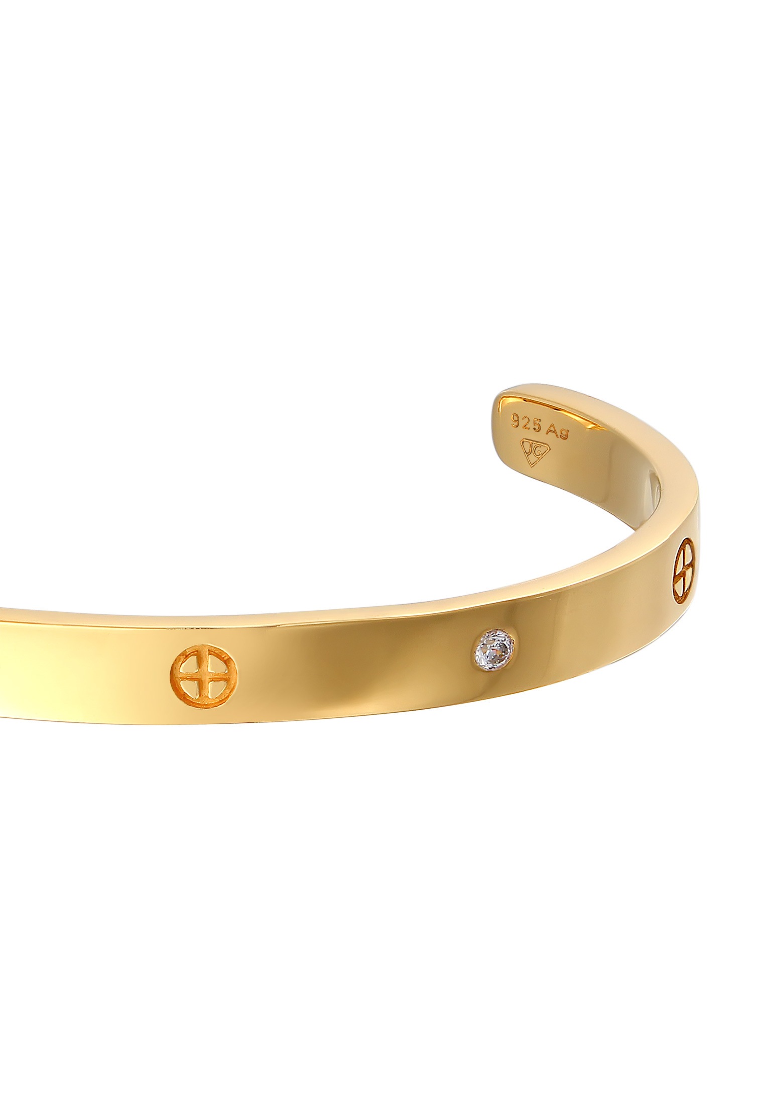 Elli Premium Armreif »Armband Geo Bangle Kreuz Minimal Zirkonia 925 Silber«