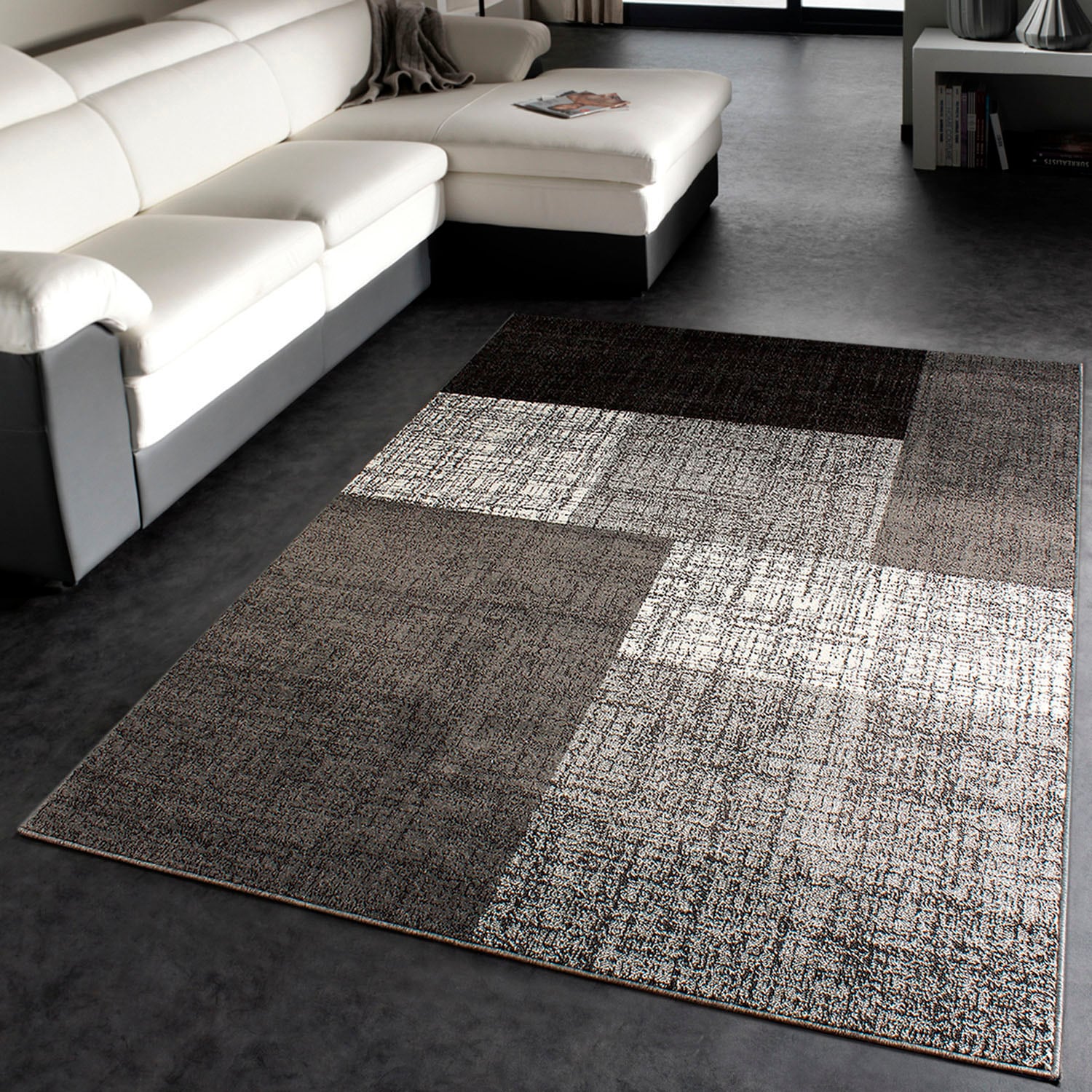 Paco Home Teppich »Mondial 105«, rechteckig, Kurzflor, modernes Karo Muster, ideal im Wohnzimmer & Schlafzimmer