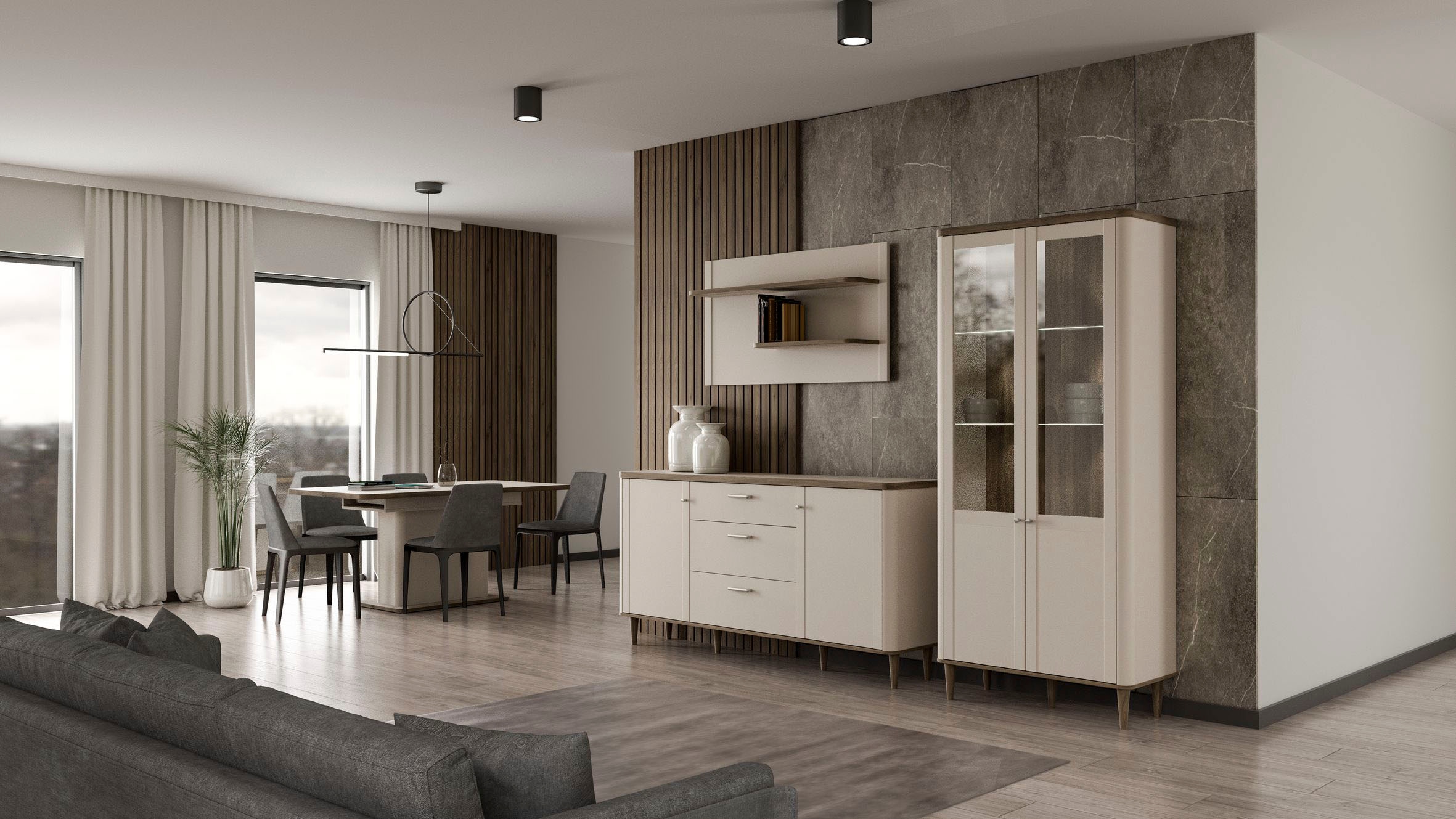 FORTE Stauraumvitrine »Lacetti« B/H/T 90,1/200,5/41,2 cm, Echtholzfüße