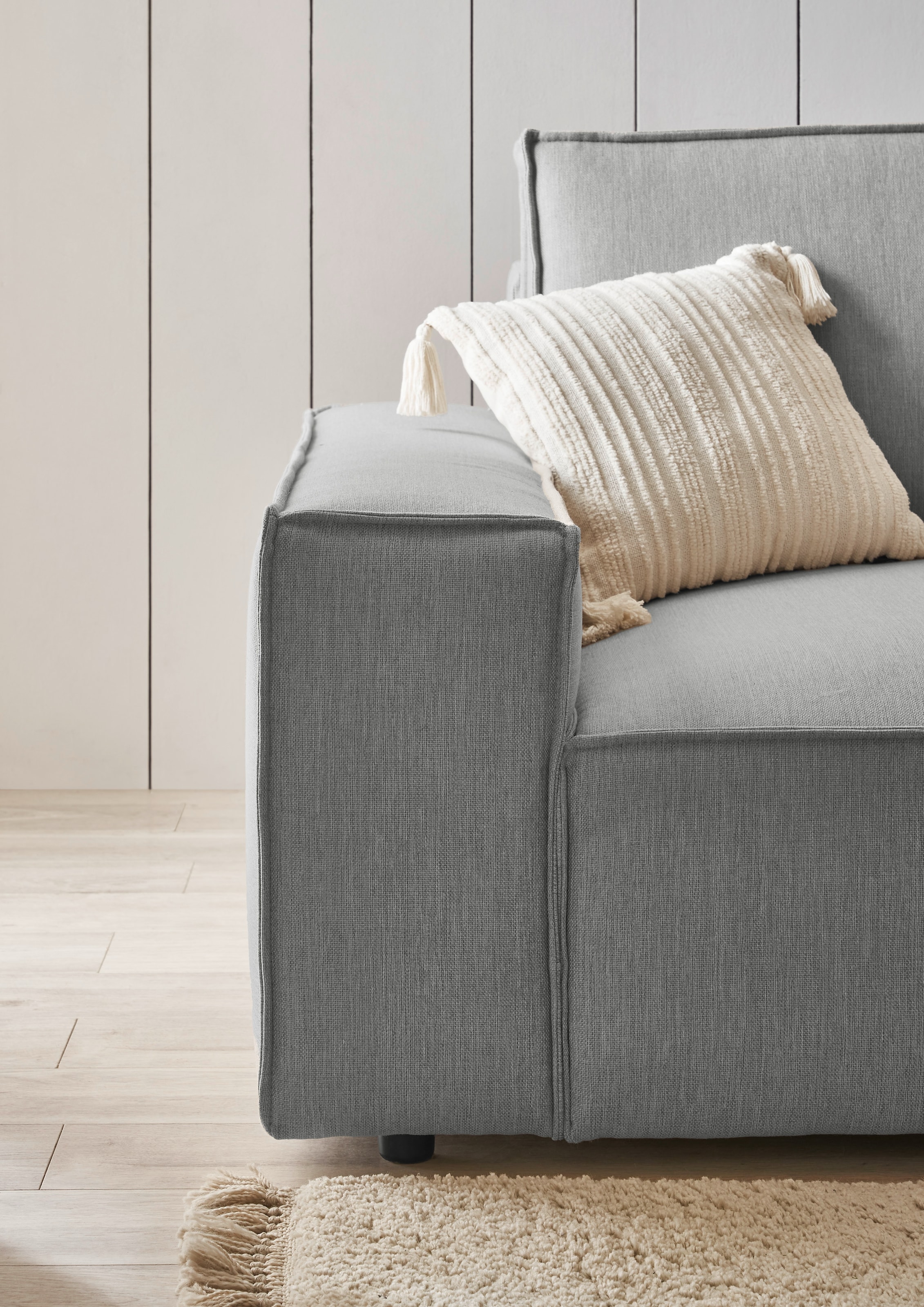Home affaire Ecksofa »NEU: SHERWOODL XXL 284, Big-Sofa L-Form, tiefe Sitzfläche 95 cm, Cord,«, Leinenoptik, Recamiere rechts/links, auch als Schlafsofa stellbar