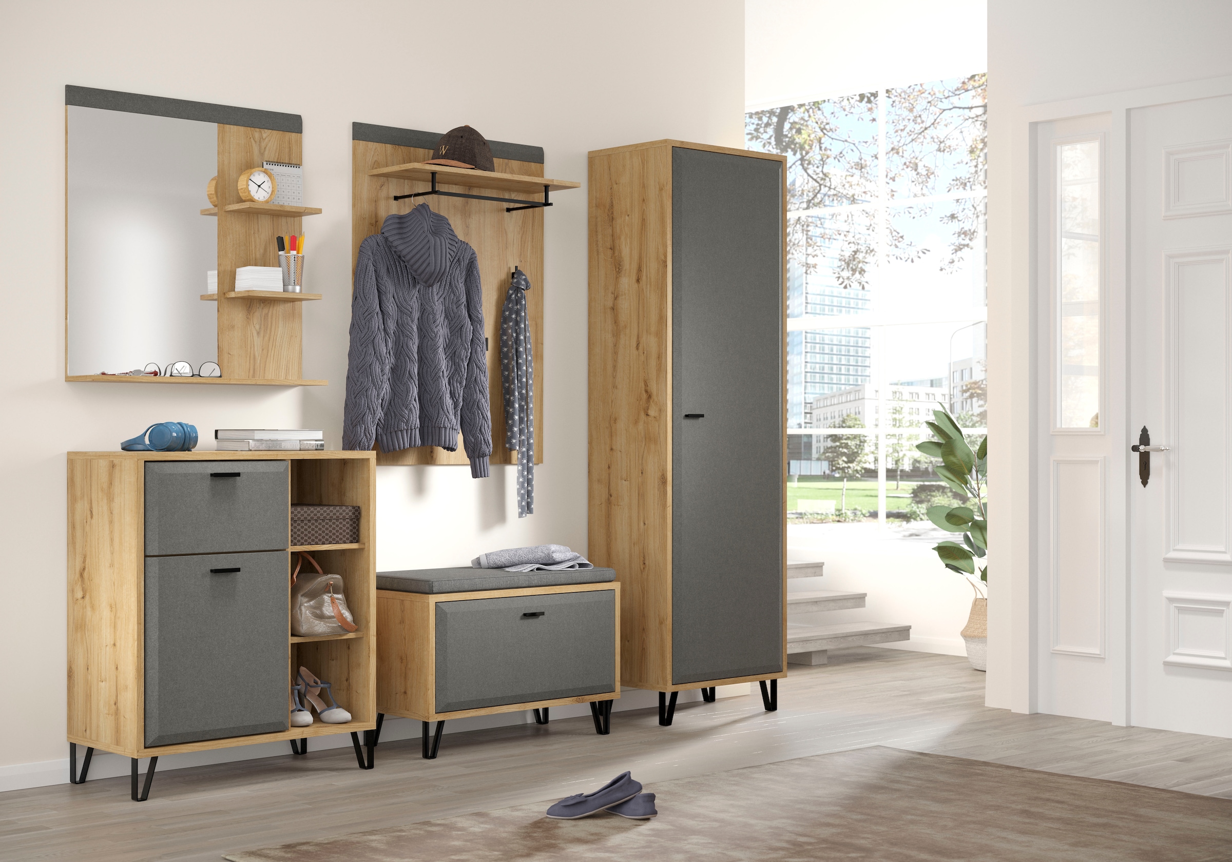 Places of Style Sitzbank »Belva«, (1 St.), Flurbank mit einer Klappe - verstellbarer Boden - (B/T/H) 79/42/51 cm