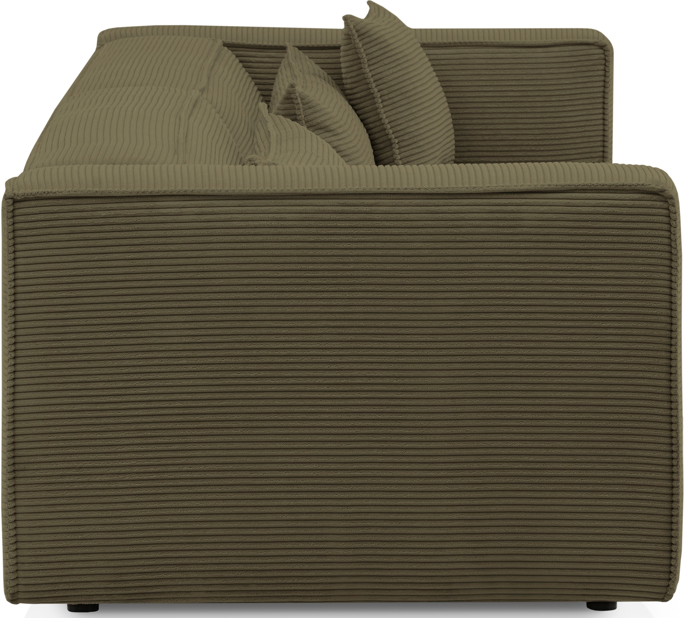 LeGer Home by Lena Gercke 3-Sitzer »PIARA, Couch mit Kedernaht, Sofa in Cord oder Leinenoptik«, schwarze Füße, bequemer Sitzkomfort