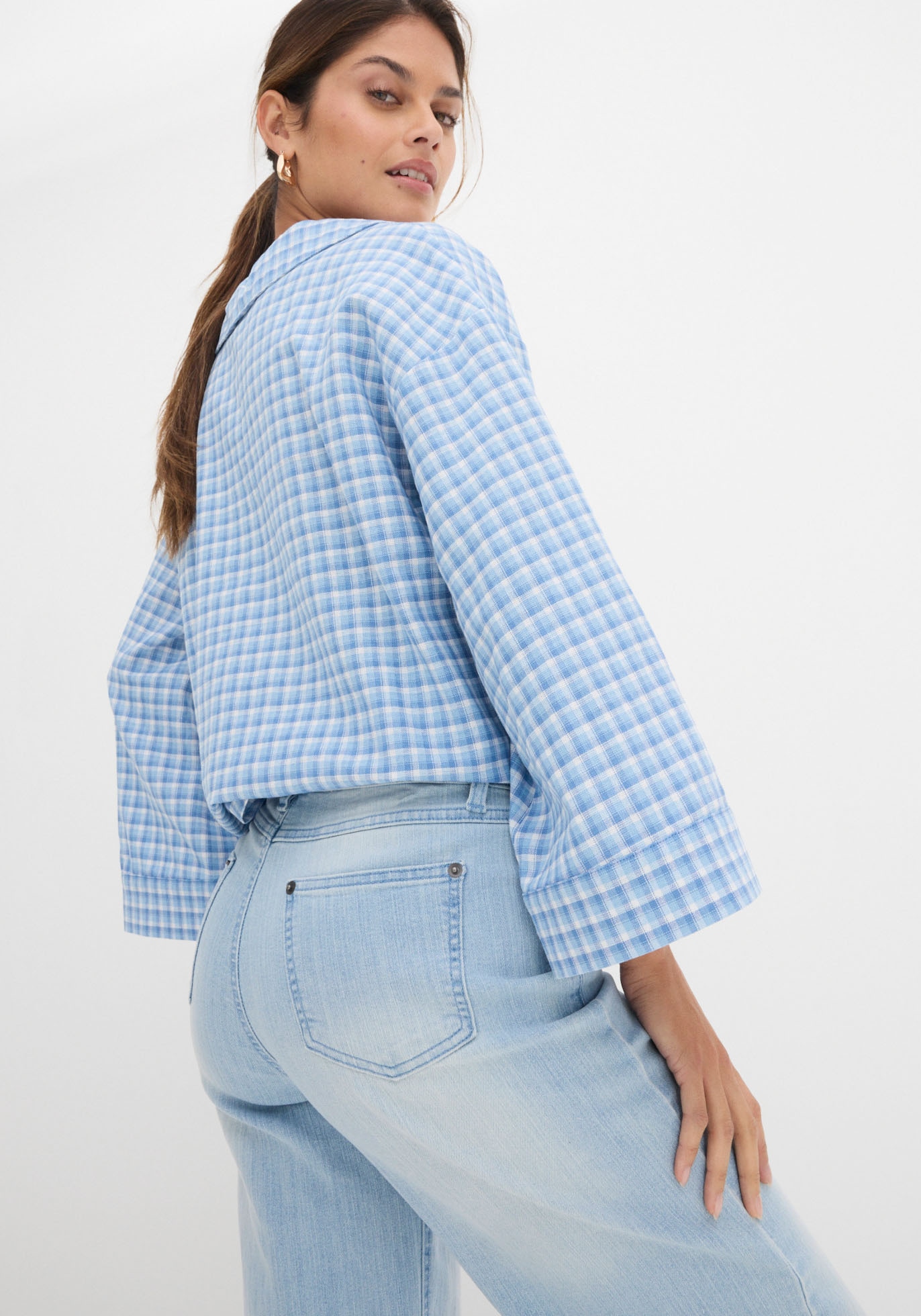 bonprix Weite Jeans »Wide-Leg-Jeans High Waist« Loose Fit Passform, aus Baumwollmischung mit Stretch