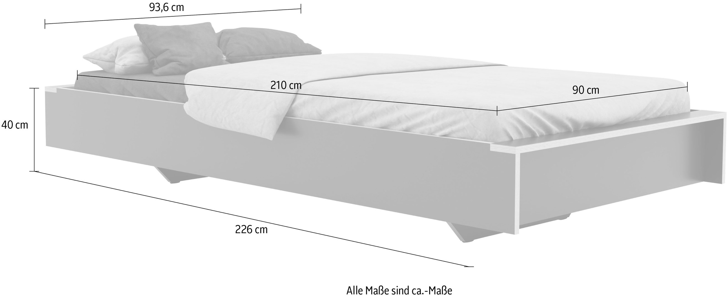 Müller SMALL LIVING Einzelbett »FLAI HIGH«, Überlänge Liegefläche 210 cm, Komfort Höhe 40 cm ohne Kopfteil