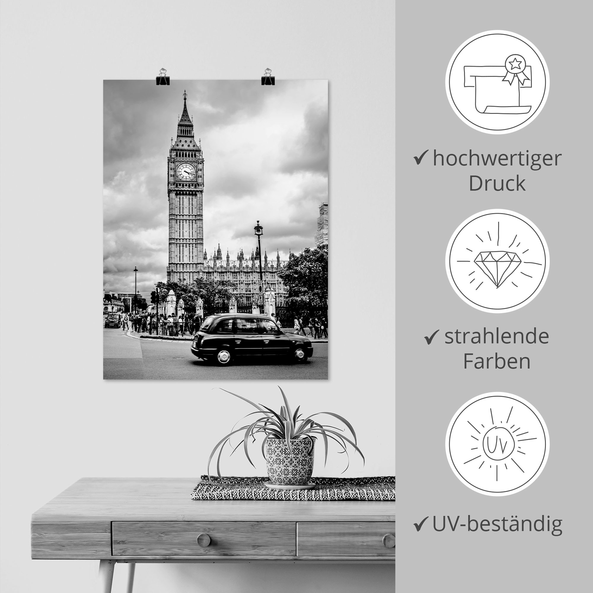 Artland Poster »London Taxi und Big Ben« Gebäude 1 Stk. tlg. ohne Rahmen