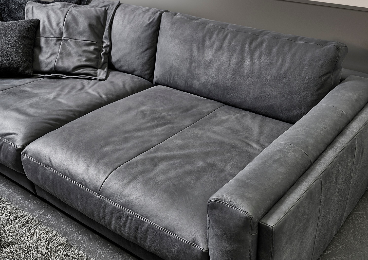 3C Candy Big-Sofa »Karalis mit extra großer Sitztiefe, elegantes Mega Sofa zum Relaxen,«, auch in Cord- oder Leder-Bezug, lose Kissen, loungige Bequemlichkeit