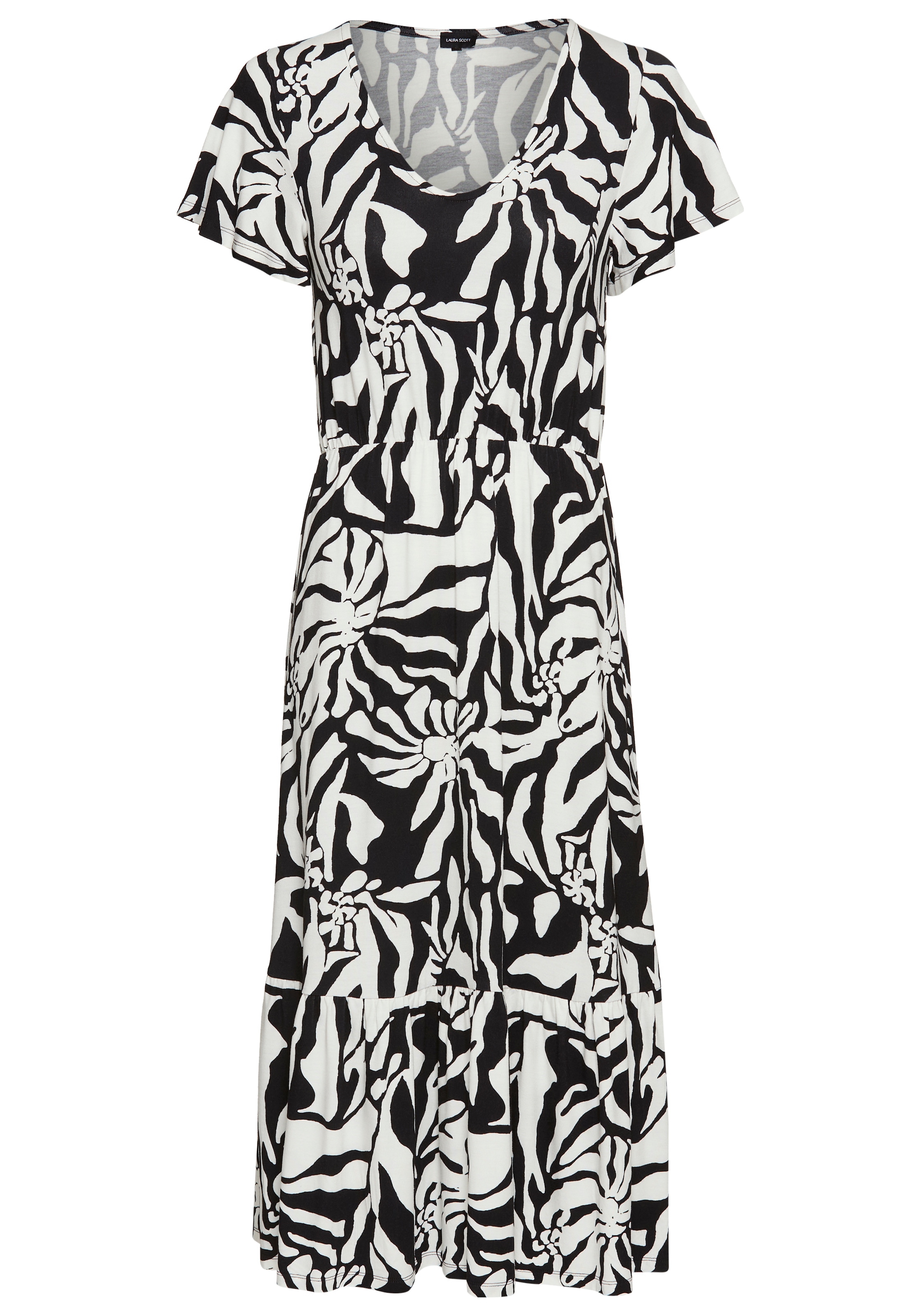 Laura Scott Midikleid, im auffälliger Zebra-Optik mit Flügel-Ärmeln - NEUE KOLLEKTION