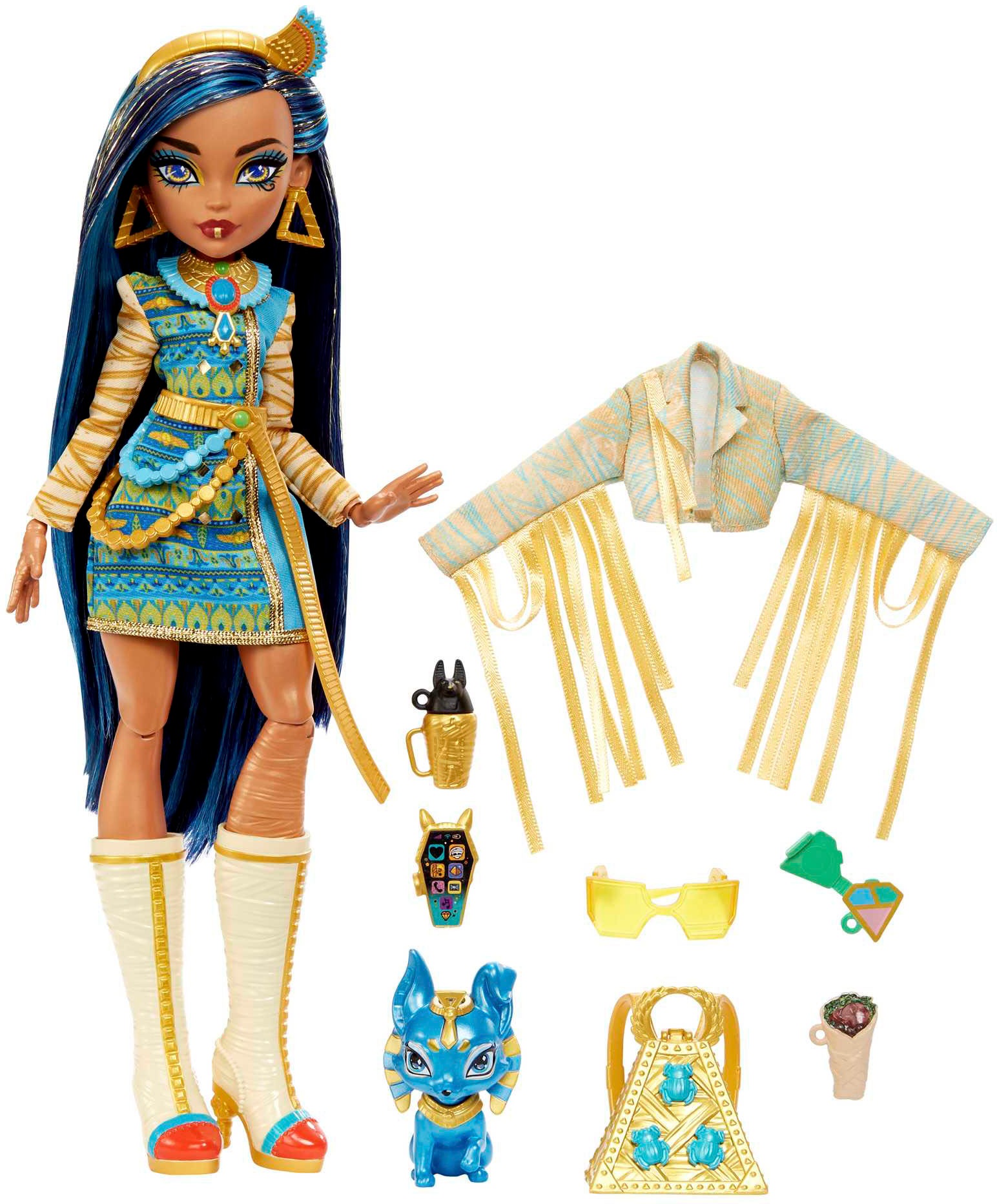 Mattel® Anziehpuppe »Monster High, Cleo de Nile mit Hund«