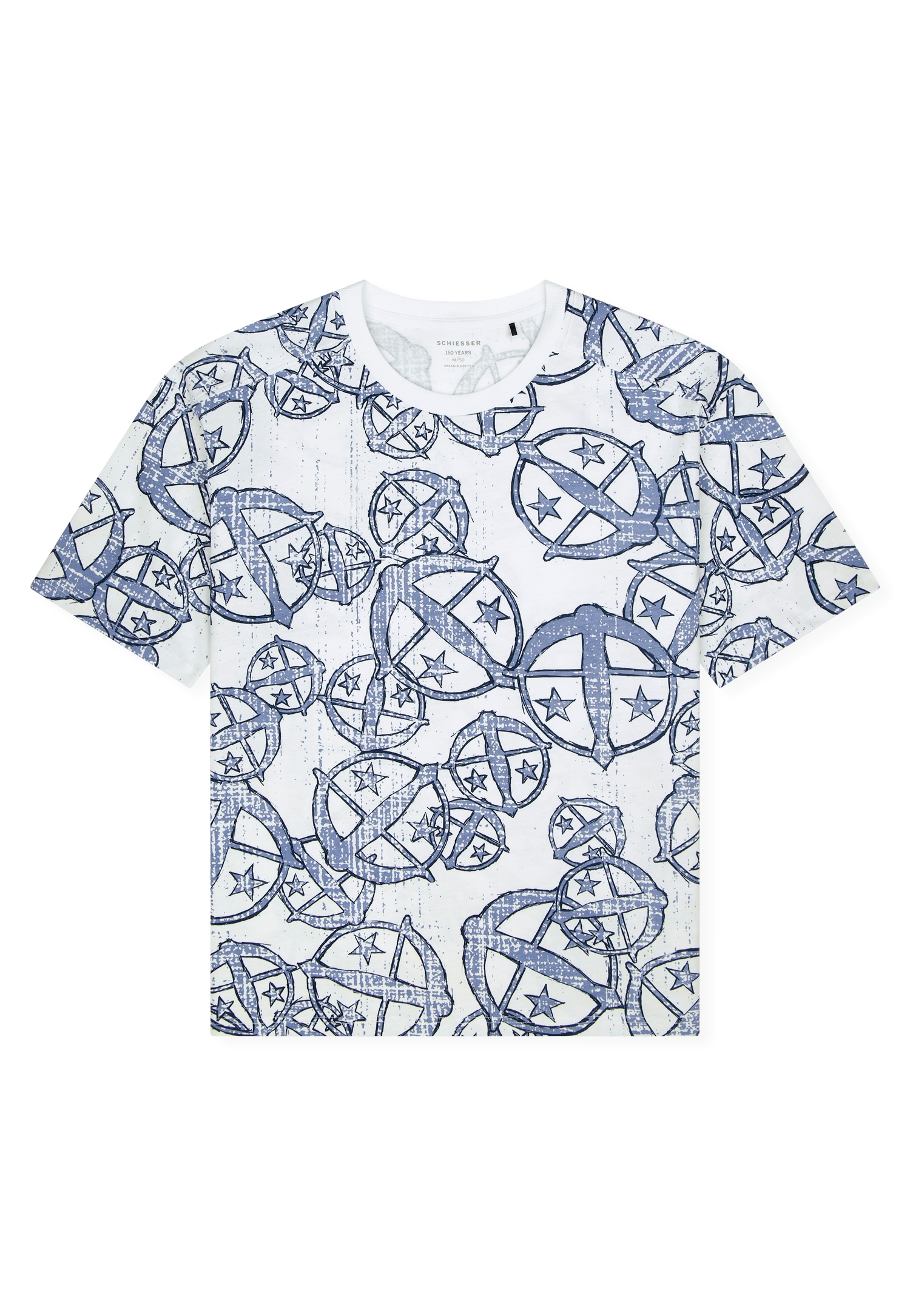 Schiesser Kurzarmshirt »Schiesser 150 Years« Rundhalsausschnitt, Baumwolle, Allover-Print