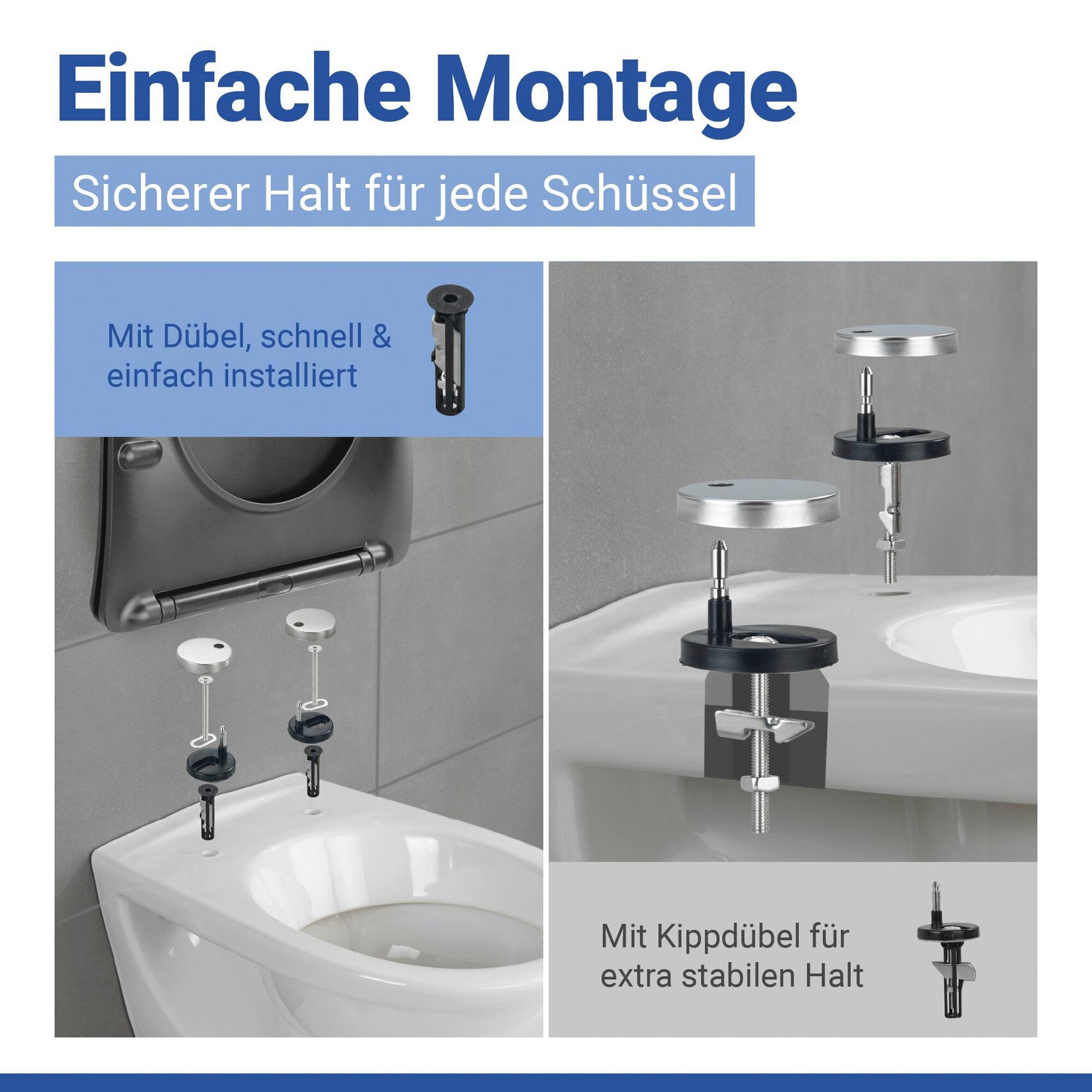 WENKO WC-Sitz »Modell Galati« Toilettensitz aus Duroplast, ultraflach, D-Form, mit Absenkautomatik