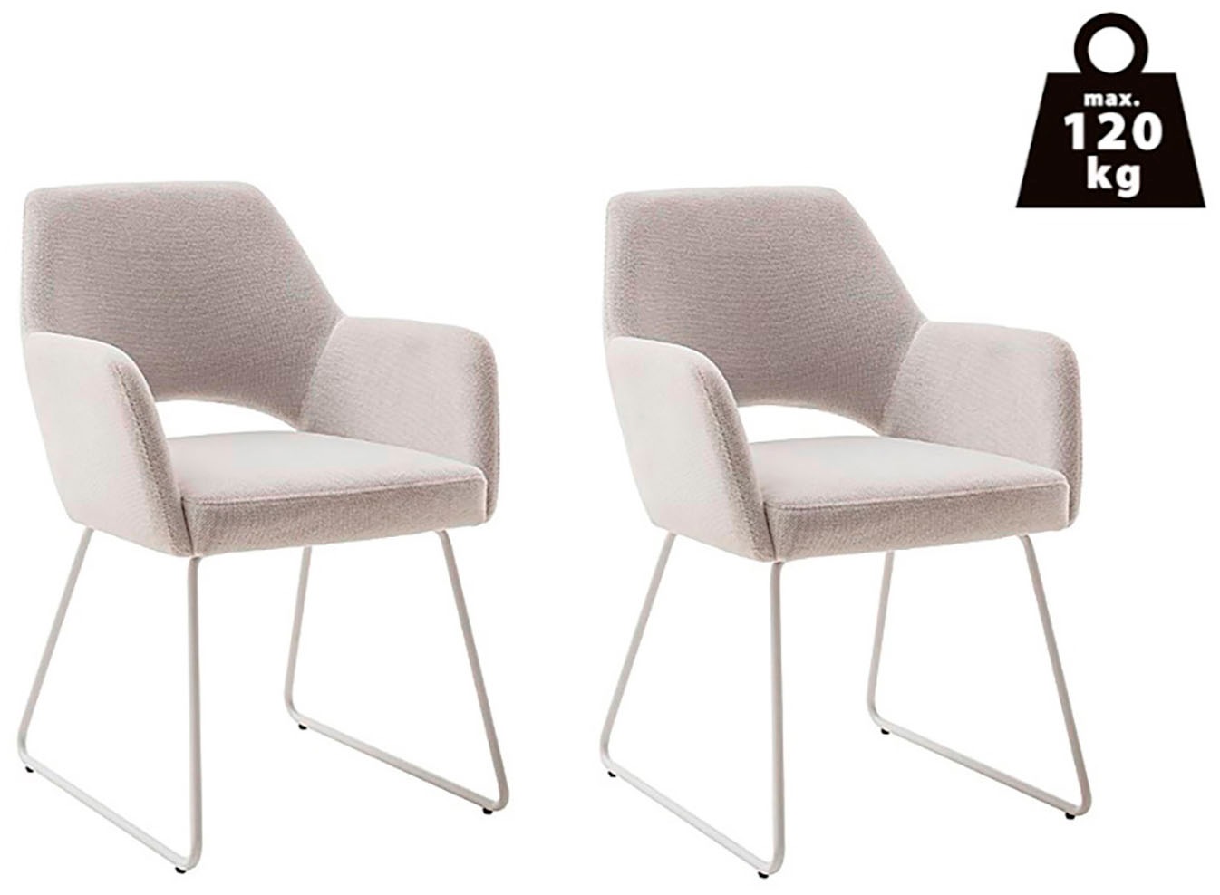 MCA furniture 4-Fußstuhl »BEVERLY«, (Set), 2 St., Chenilleoptik, Esszimmerstuhl,Chenilleoptik,360°drehbar,Sitzhöhe 49cm,belastbar 120kg