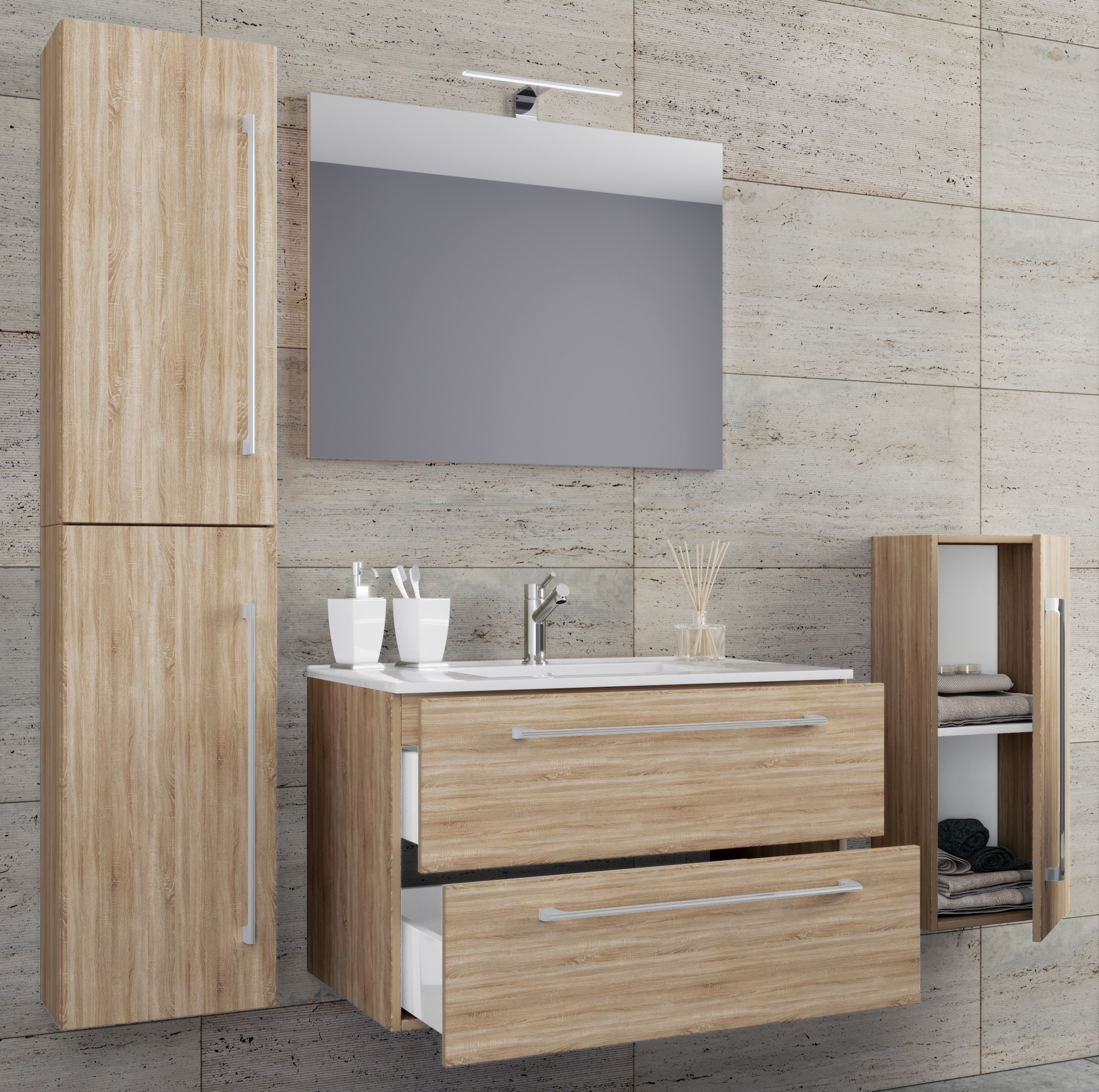 VCM Waschtisch »5-tlg. Waschplatz Waschtisch Badinos Schublade SP« 5 Stk. tlg.