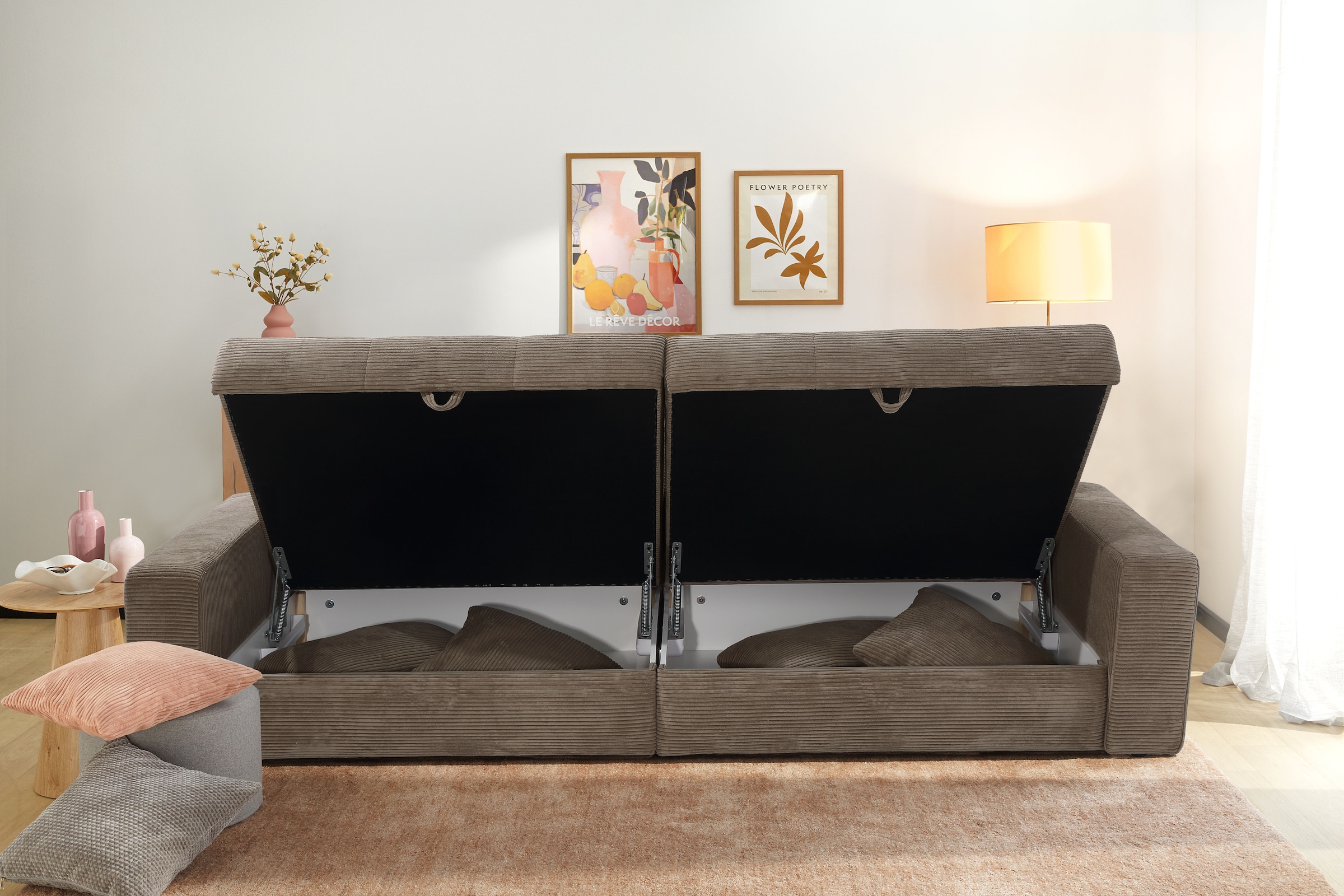 Jockenhöfer Gruppe Big-Sofa »Space« XXL, B: 284cm, 2x großer Stauraum, Wellenfederung, inkl. Kissen