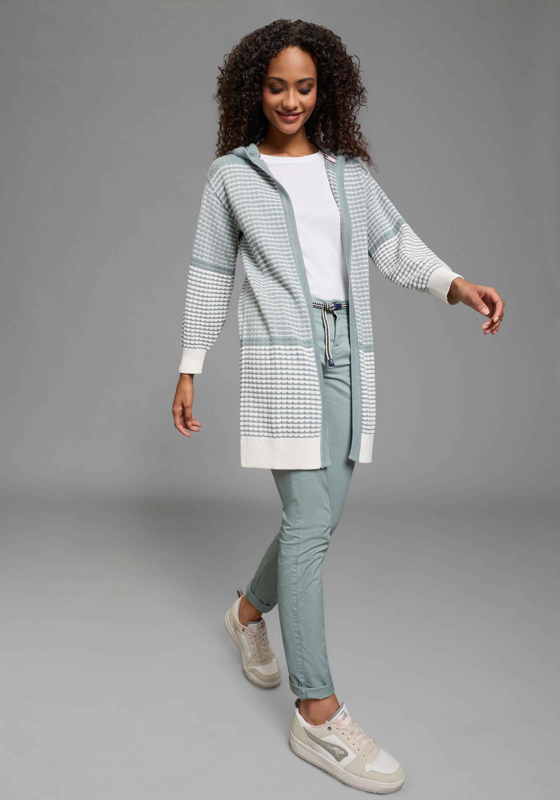 KangaROOS Kapuzenstrickjacke mit angesagtem Strickmuster