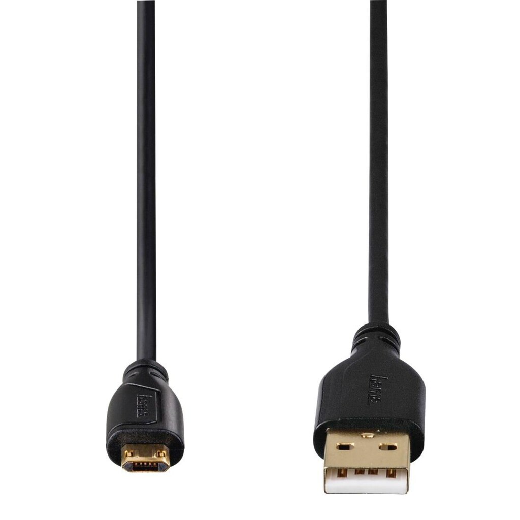 Hama USB-Kabel »Micro-USB-Kabel, vergoldet, verdrehsicher, Schwarz, 0,75 m USB-Kabel«, Micro-USB-USB Micro-B-USB Typ A, 750 cm
