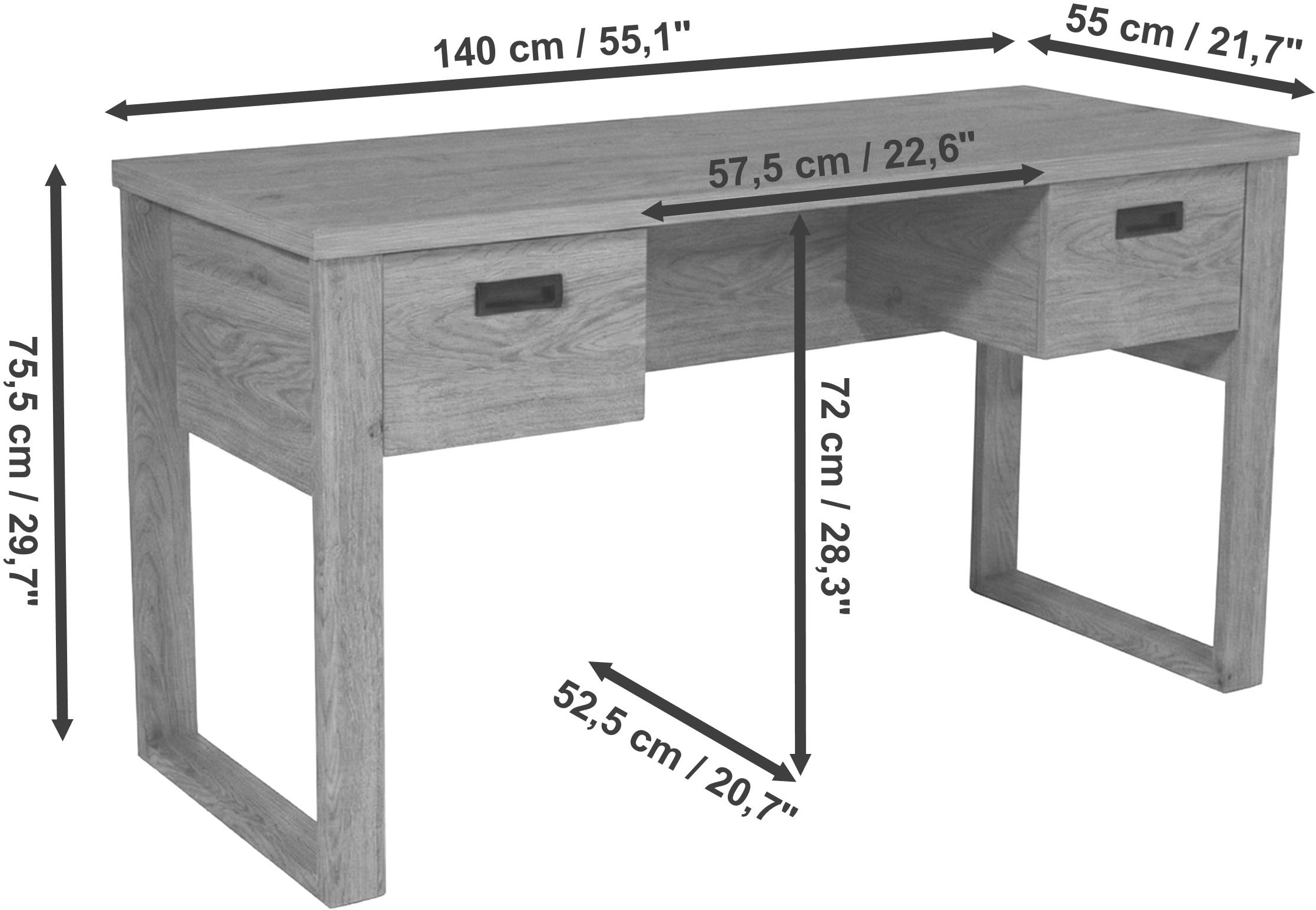 Jahnke Schreibtisch »RIVA D 140« Schreibtisch,Stauraum,2 Türen, Metallgriffe,Eiche-Optik,Breite:140 cm