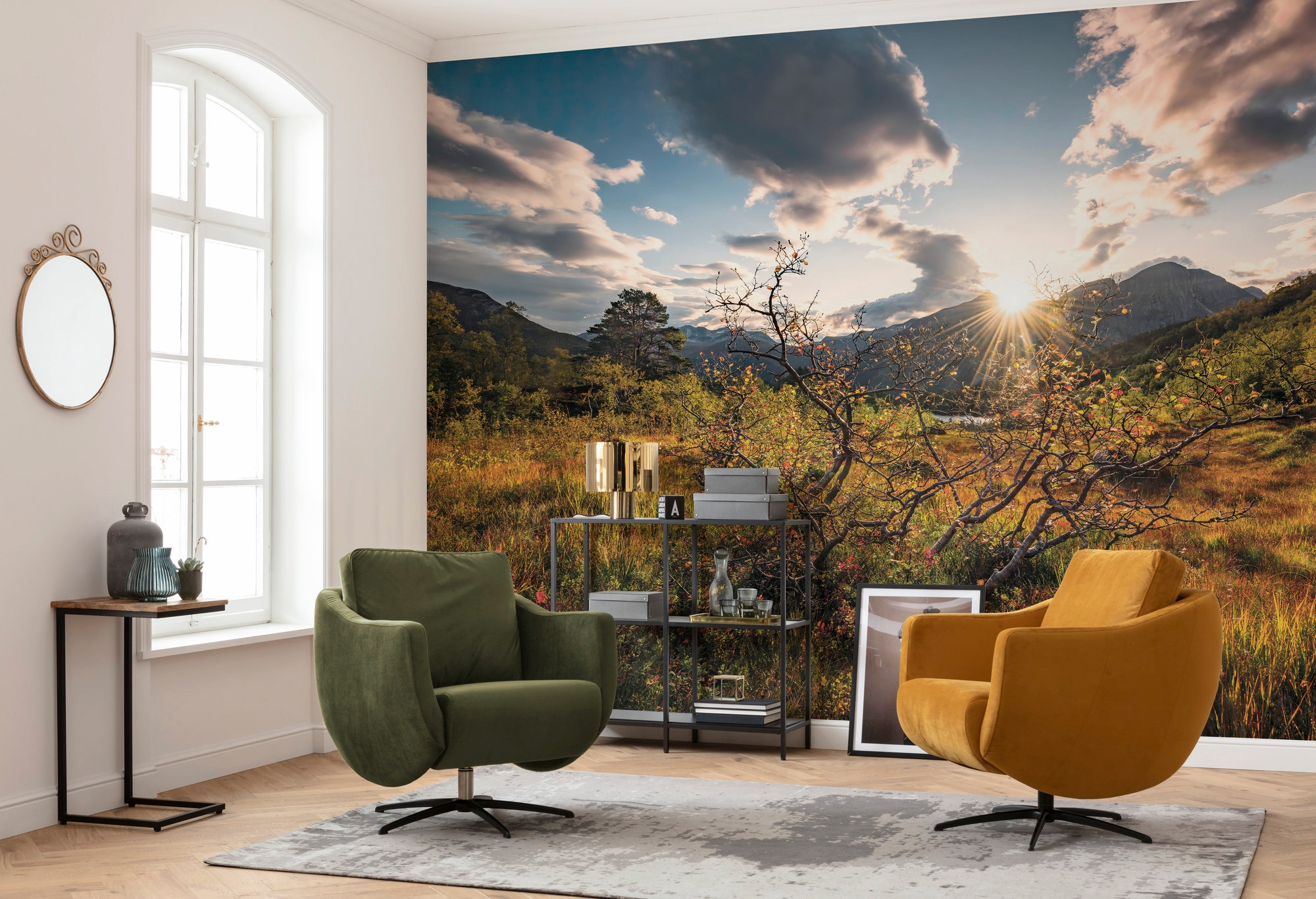 Komar Vliestapete »Norwegische Herbstwelten«, 450x280 cm (Breite x Höhe), Wohnzimmer, Schlafzimmer