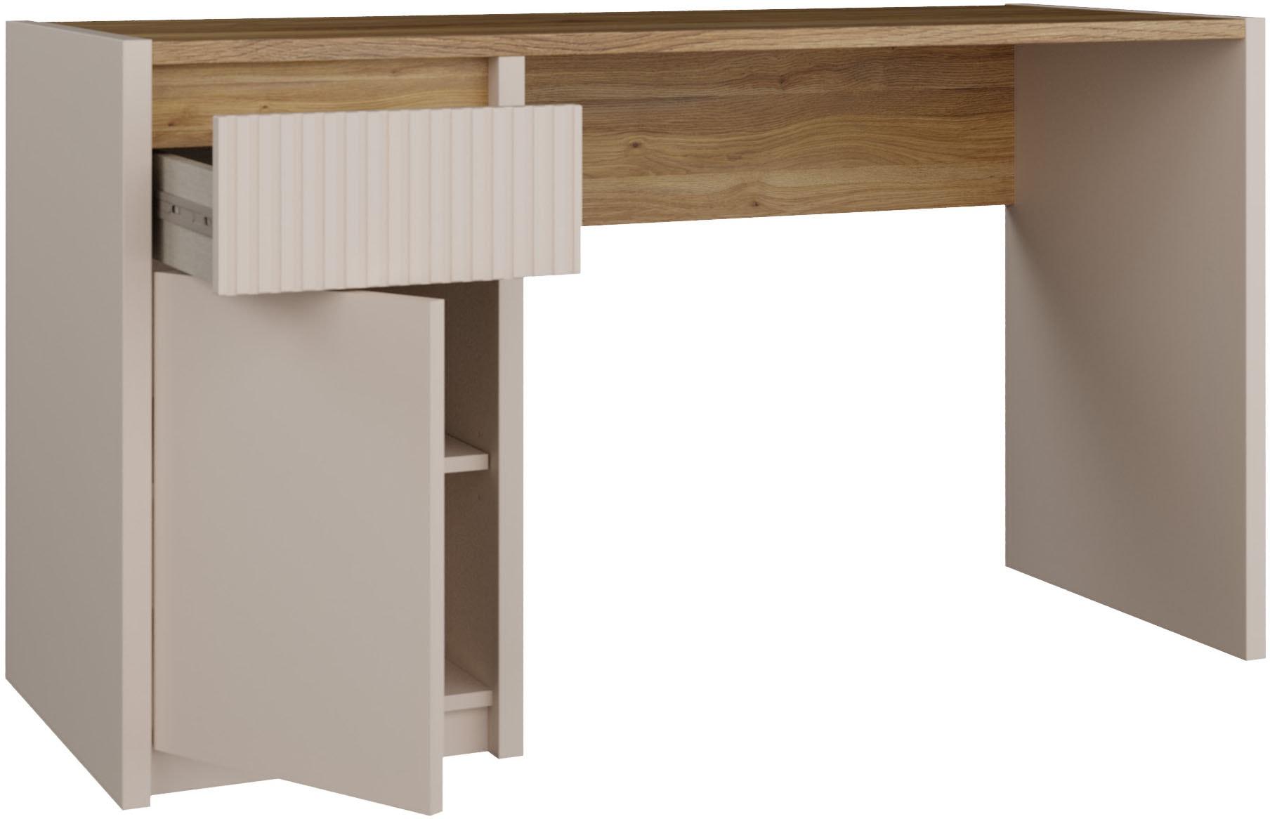 FORTE Schreibtisch »Oak Squere« B/H/T 130/72/51,7cm, Soft Close, Vollauszug