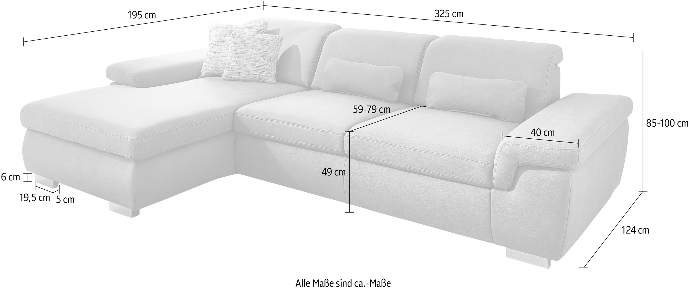 Die PlanBar Ecksofa »MP-IN17041 L-Form«, mit Sitztiefenverstellung, optional Kopfteilverstellung & Bettfunktion