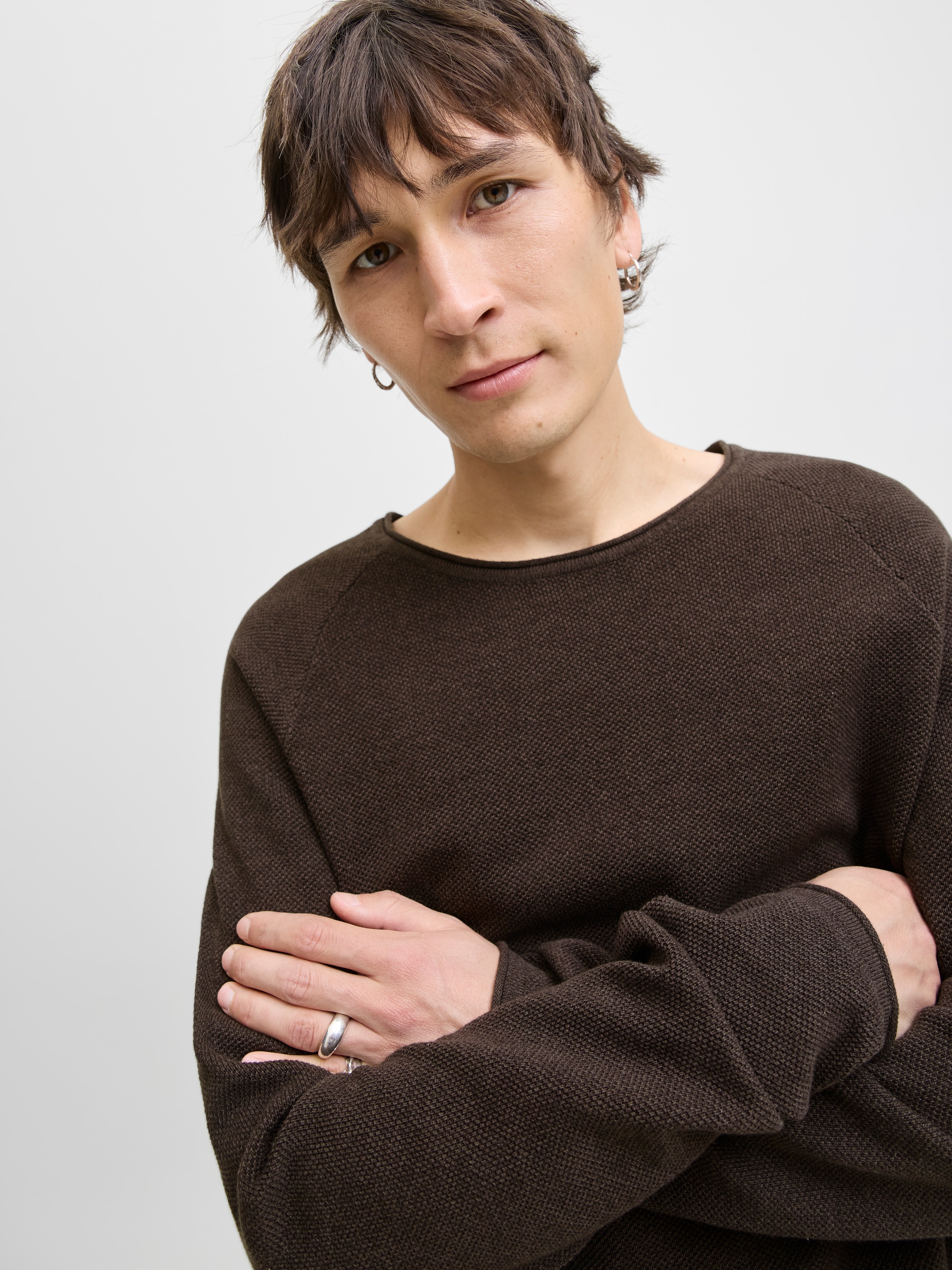 Jack & Jones Rundhalspullover »JJEHILL KNIT CREW NECK NOOS«, mit Strukturstrick