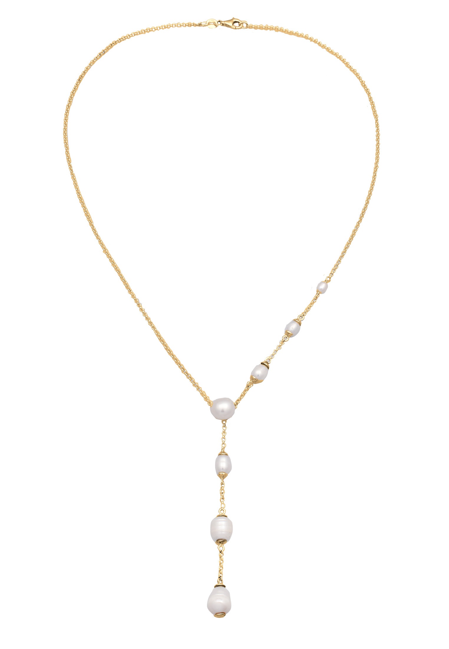 Elli Y-Kette »Halskette Y-Kette mit Süßwasserperlen Weiß 925 Sterling Silber vergoldet«
