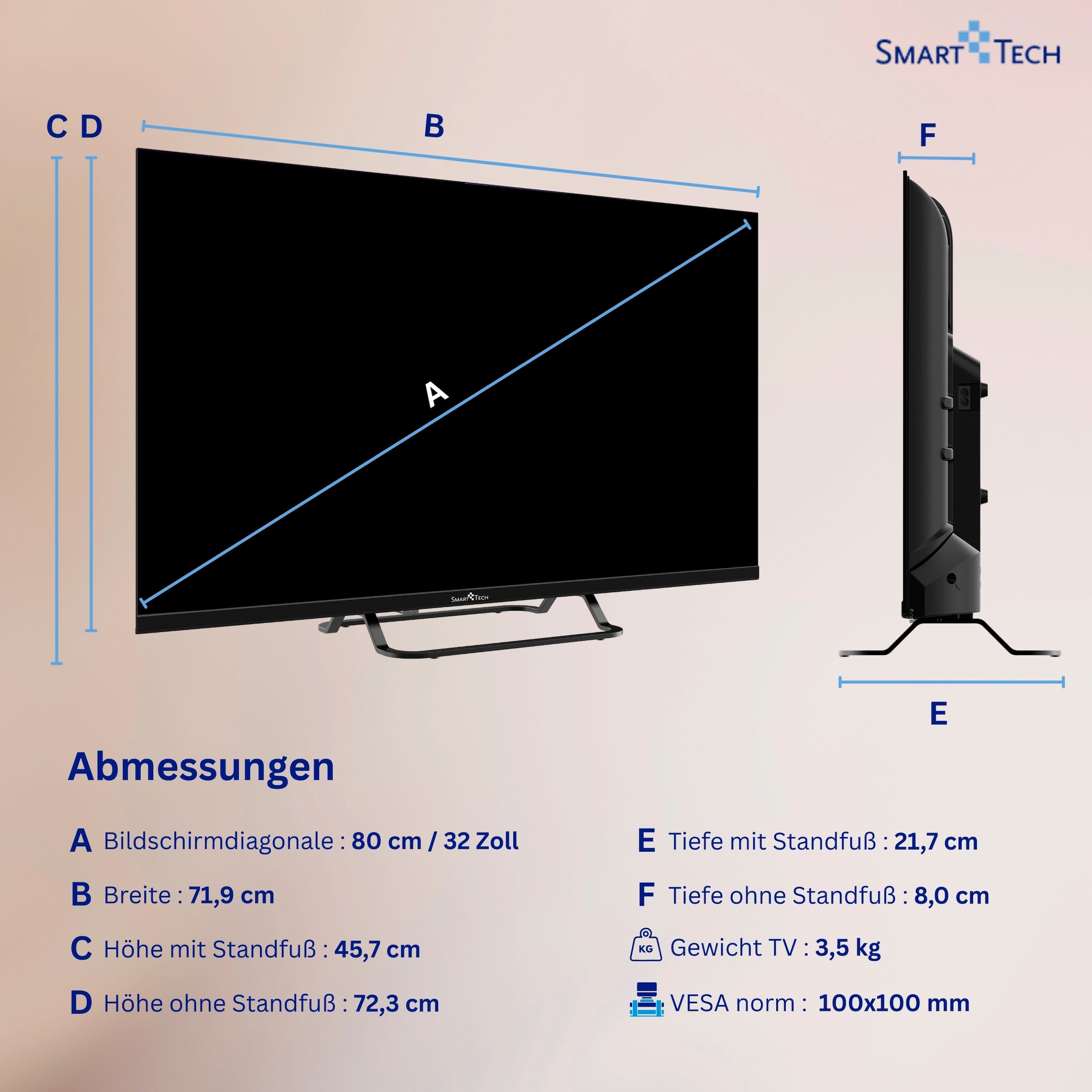 Smart Tech LED-Fernseher »32HV02V« 80 cm/32 ″ HD ready Smart-TV