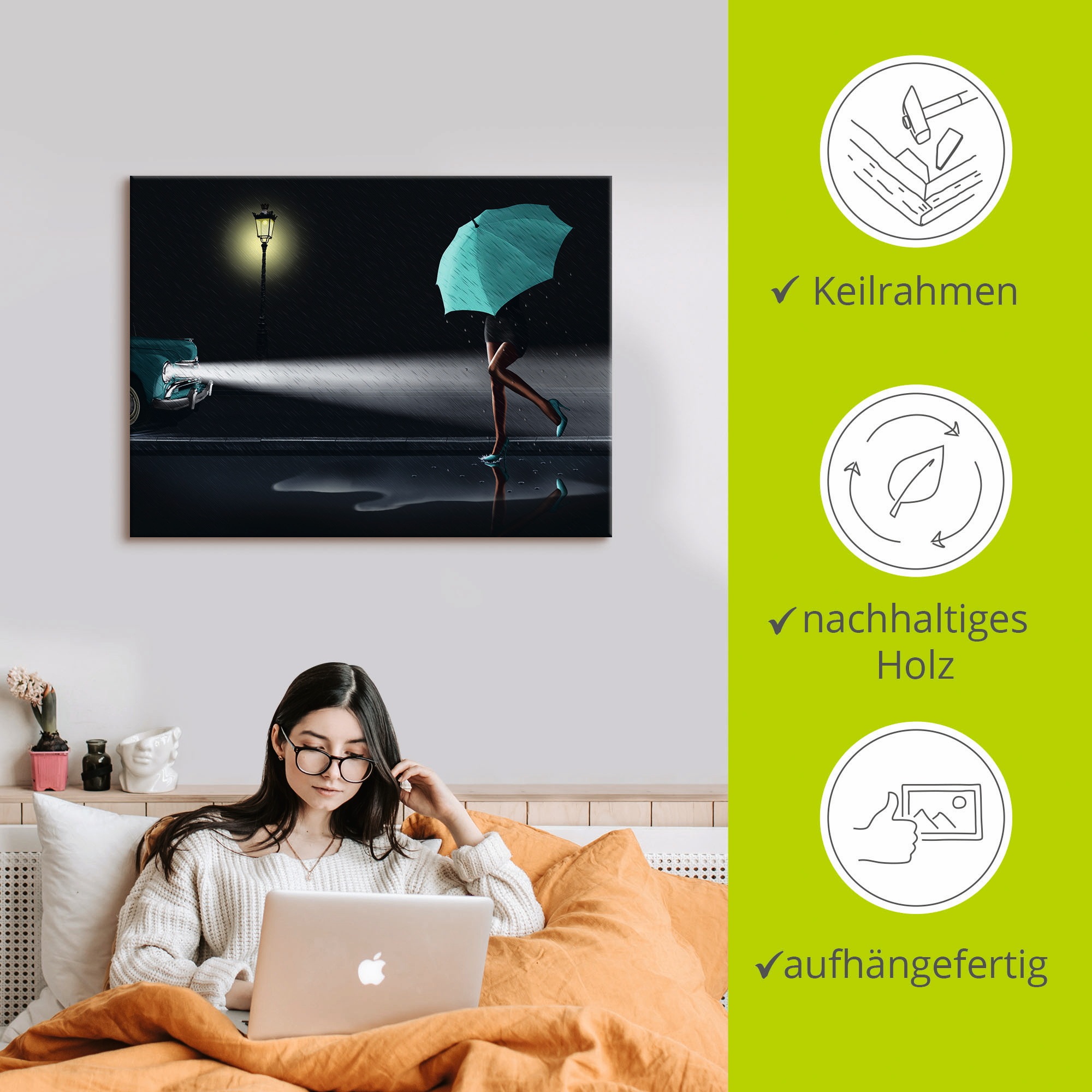 Artland Wandbild »Verregneter Tag 2« Frau 1 Stk. tlg. als Leinwandbild, Poster in verschied. Größen