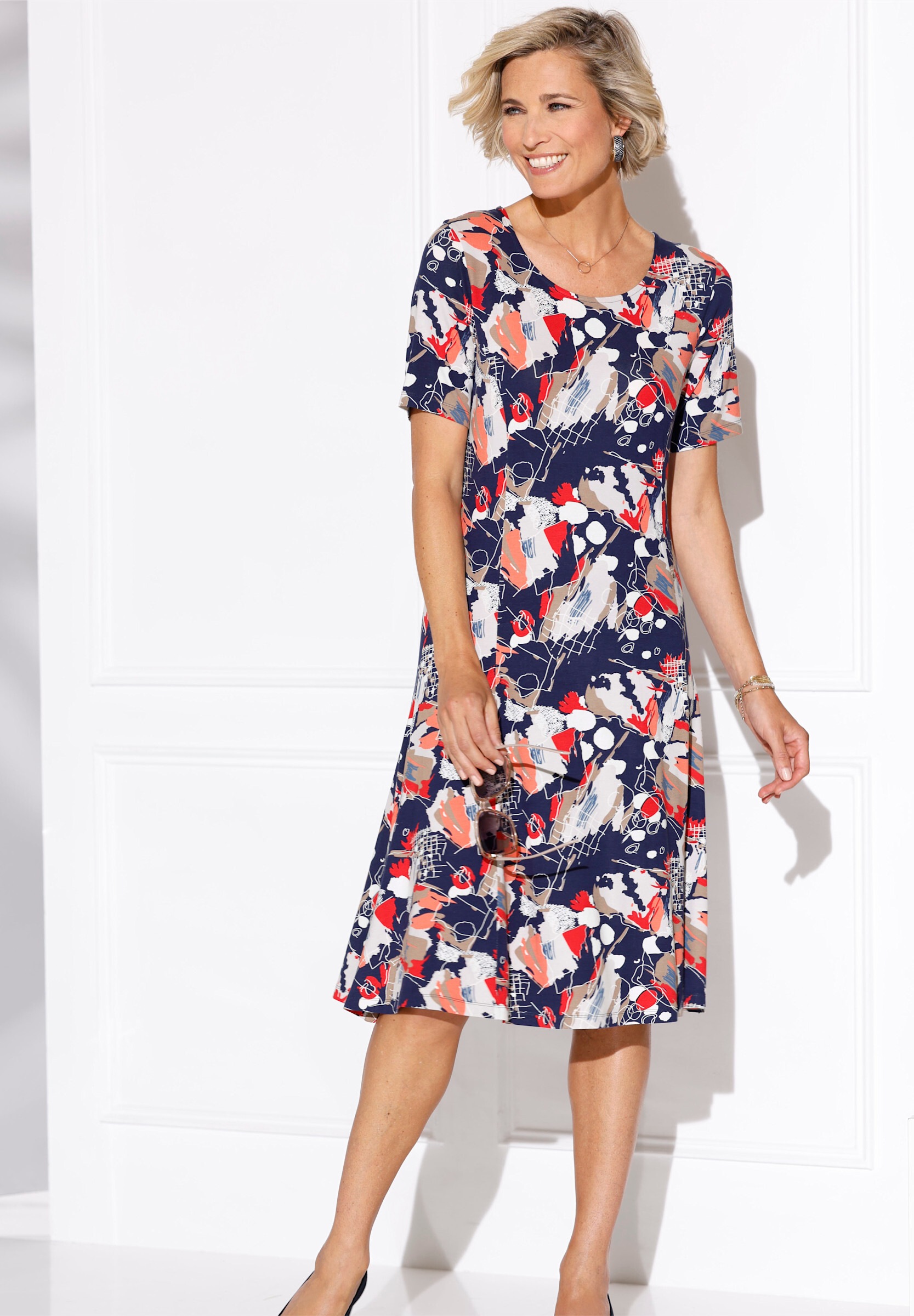 Sieh an! Jerseykleid »Jersey-Kleid Jerseykleid mit kurzen Ärmeln« Ohne Taschen