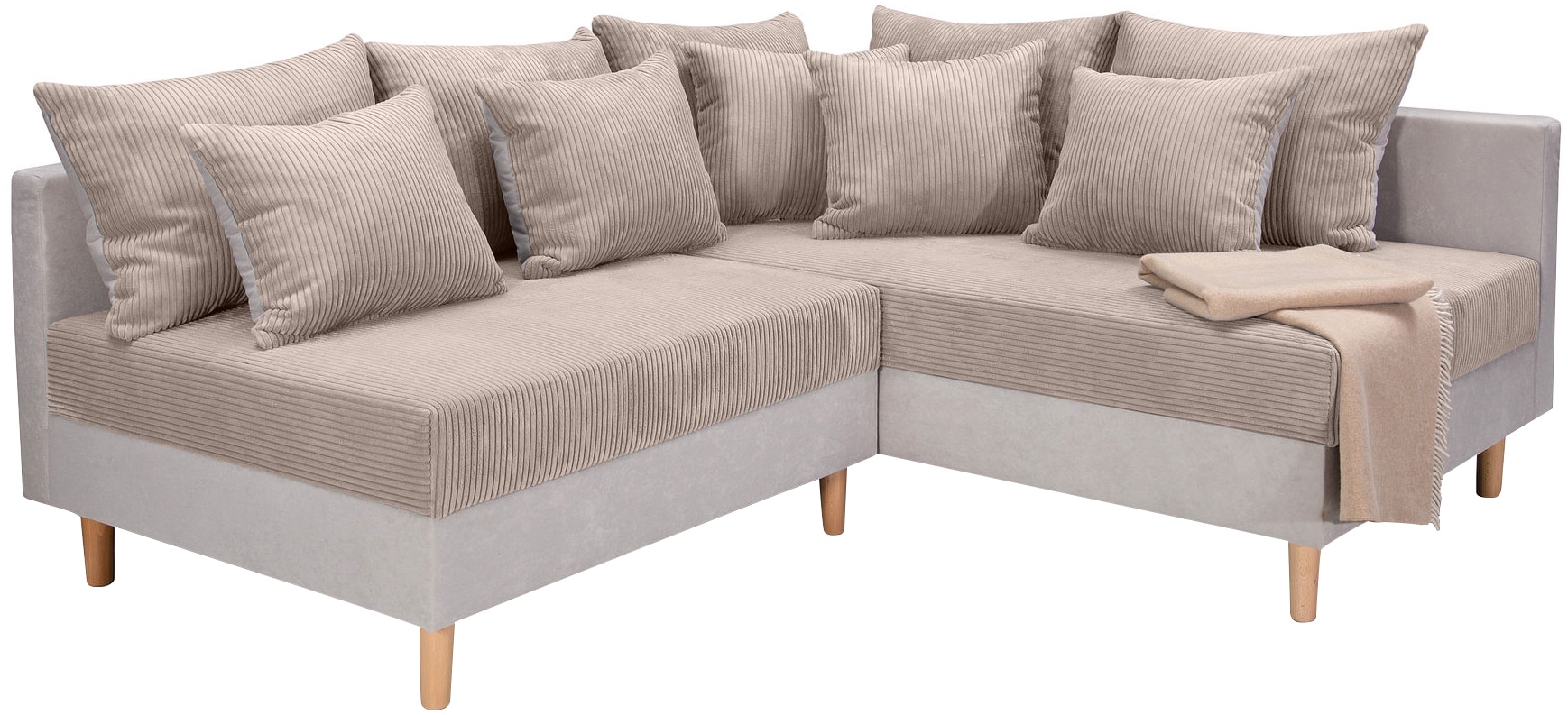 COLLECTION AB Ecksofa »L-Form«, Ecksofa,Ottomane rechte Seite montierbar,Komfortablen bonnelfederkern