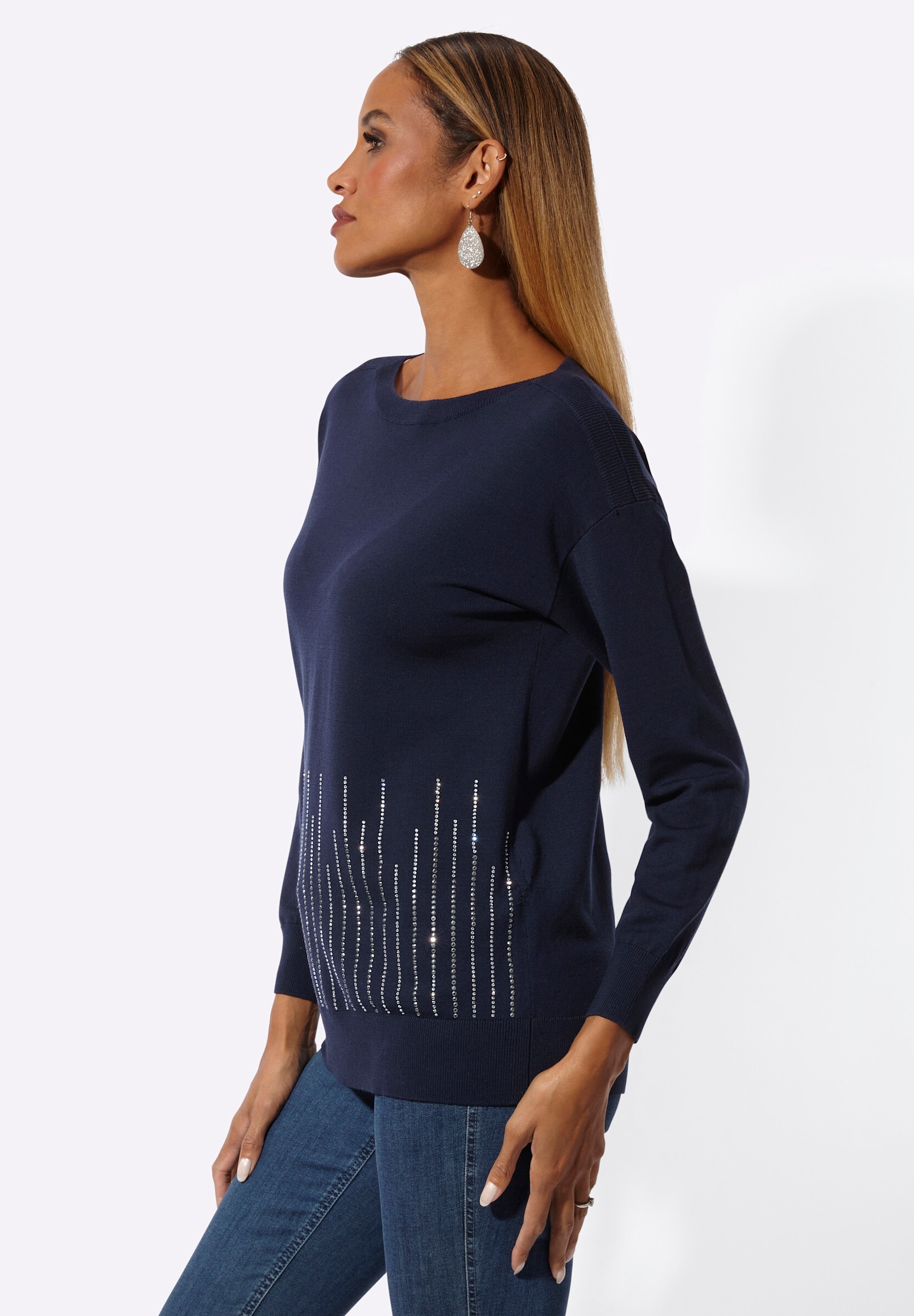 creation L Longpullover »Lyocell-Mix-Pullover Langarm-Pullover mit U-Boot-Ausschnitt«