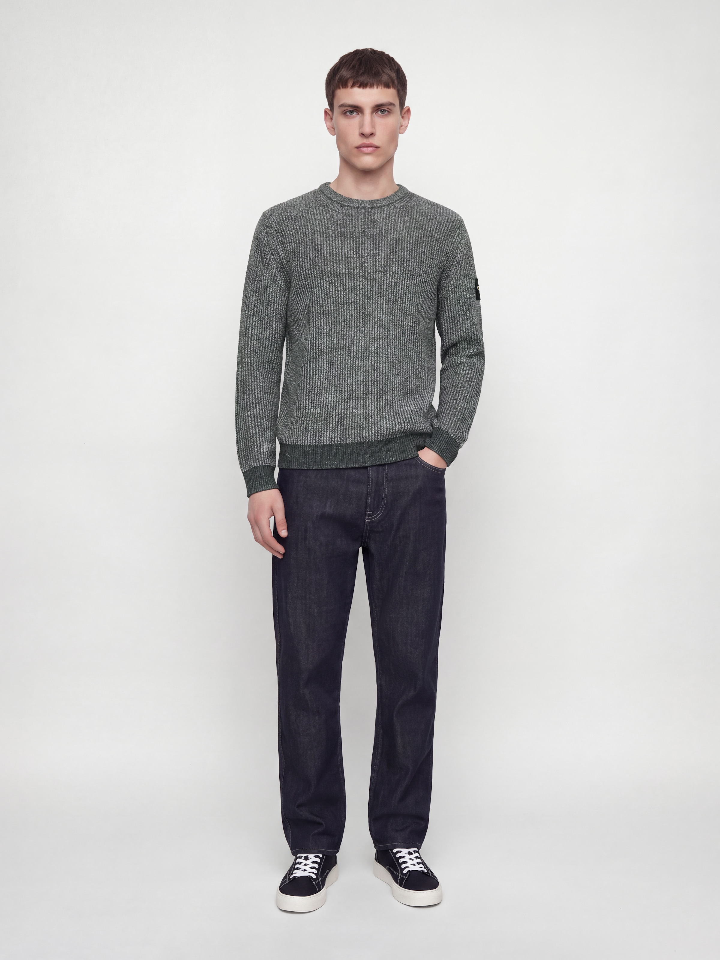 Jack & Jones Rundhalspullover »JJCLEVELAND KNIT CREW NECK« Materialmix, normal geschnitten