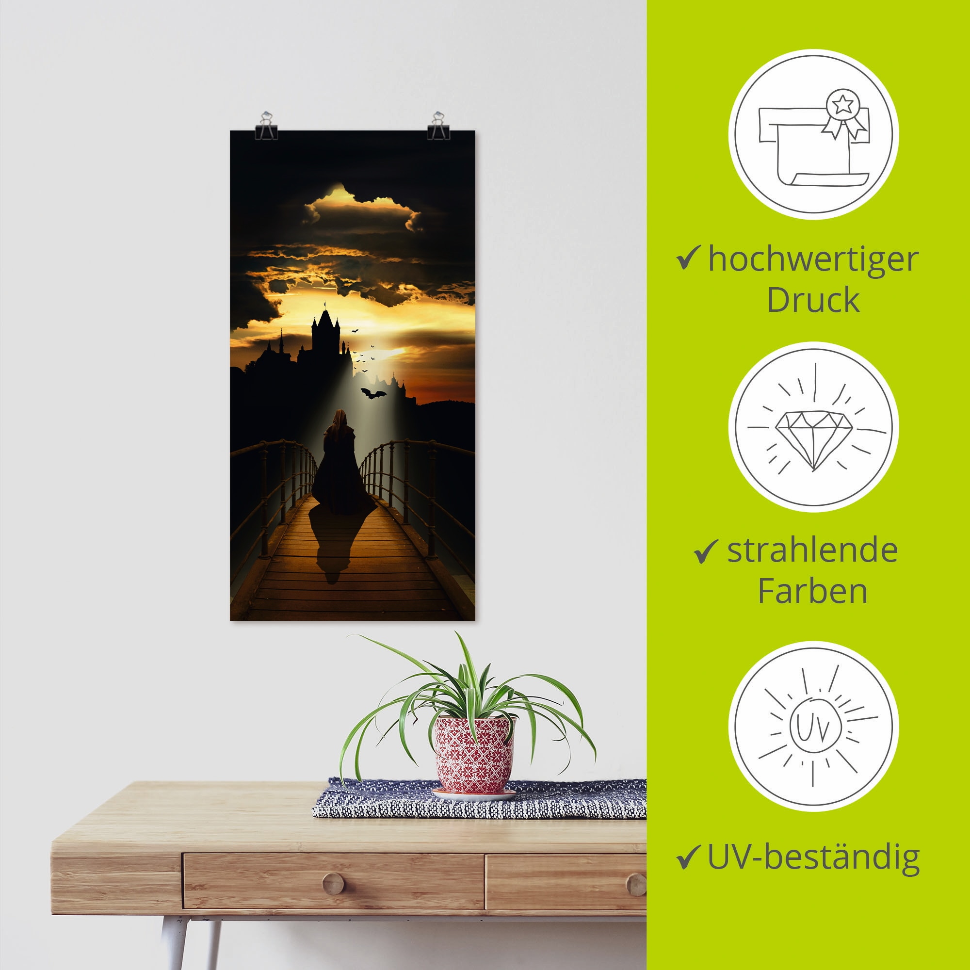 Artland Wandbild »Der Mönch auf dem Weg zur Burg« Dark Fantasy 1 Stk. tlg. ohne Rahmen