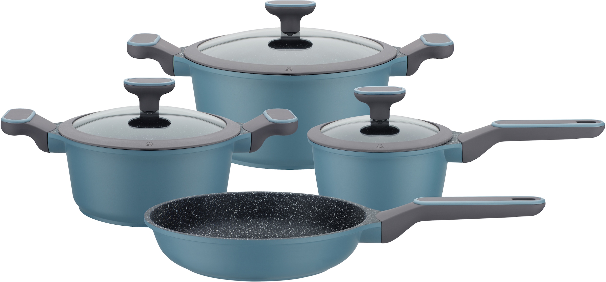 Topf-Set »Blue Granit«, Aluminiumguss, (Set, 7 tlg., Kochtopf 20/24 cm, 1...