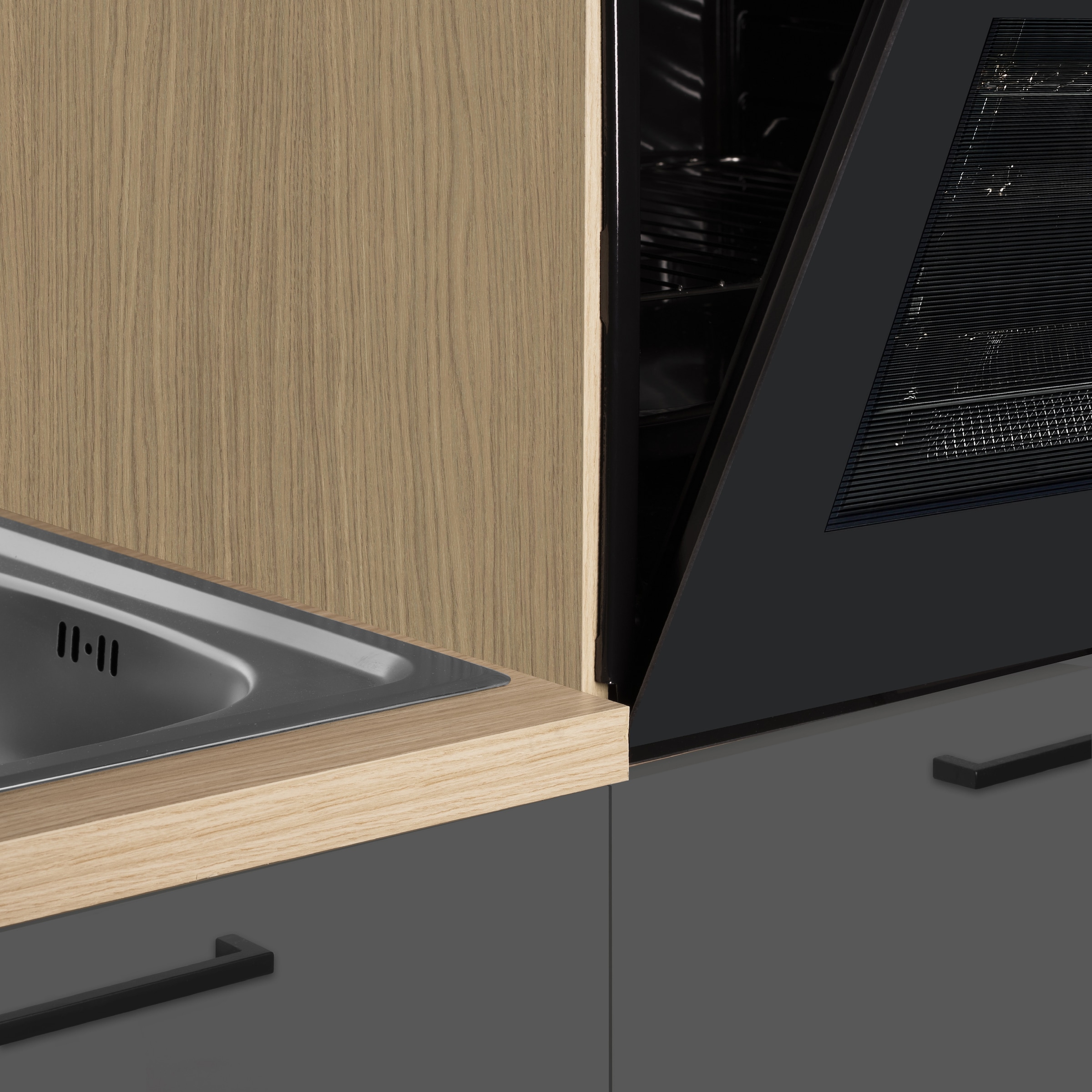 KOCHSTATION Küchenzeile »Luna, Einbauküche, Zeilenküche, mit Soft-Close Funktion, Made in Italy« Breite 300 cm ohne E-Geräte, mit Spüle+Siphon und Aufsatz