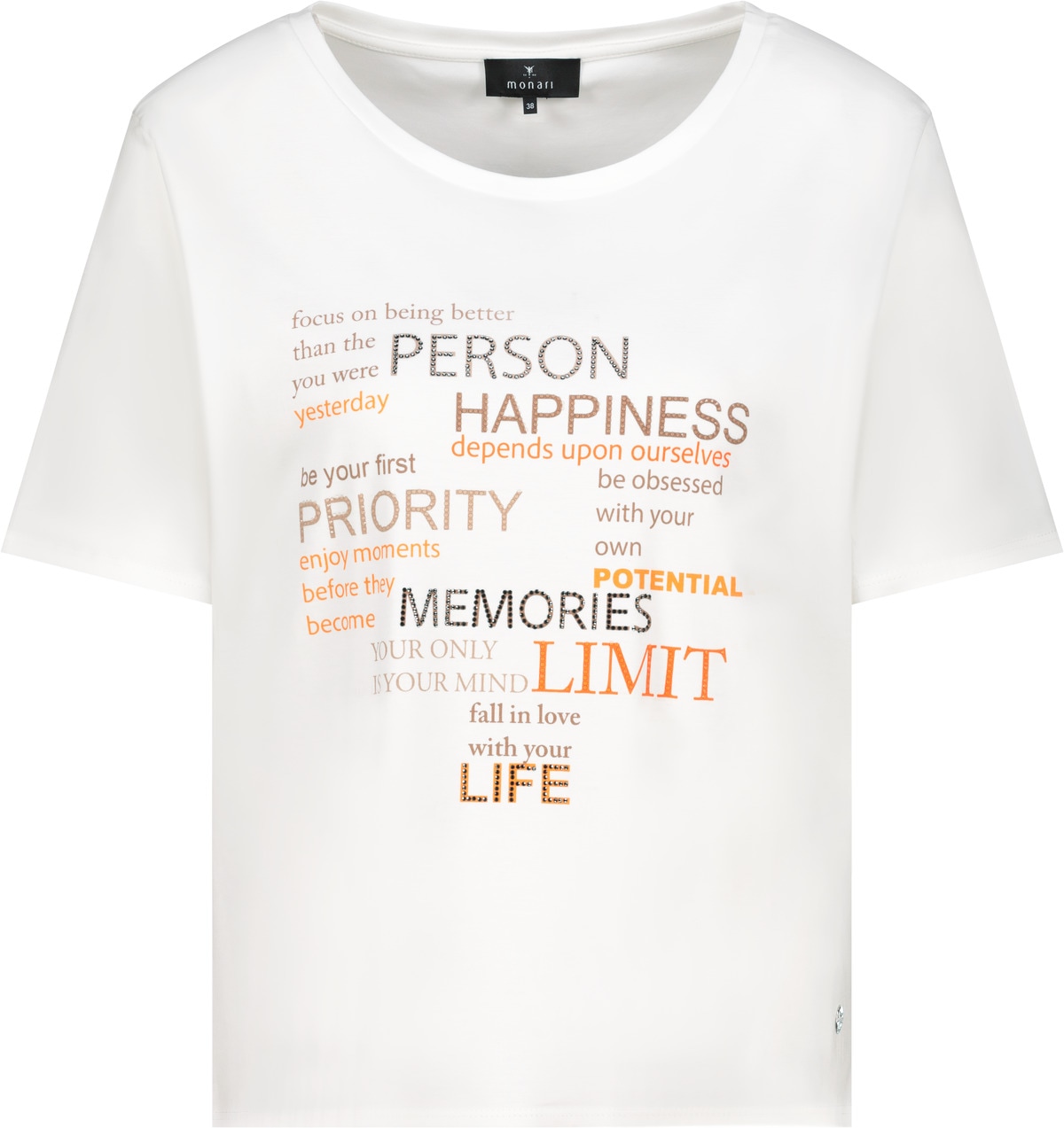 Monari T-Shirt Rundhalsausschnitt, Regular Fit, Strasssteine