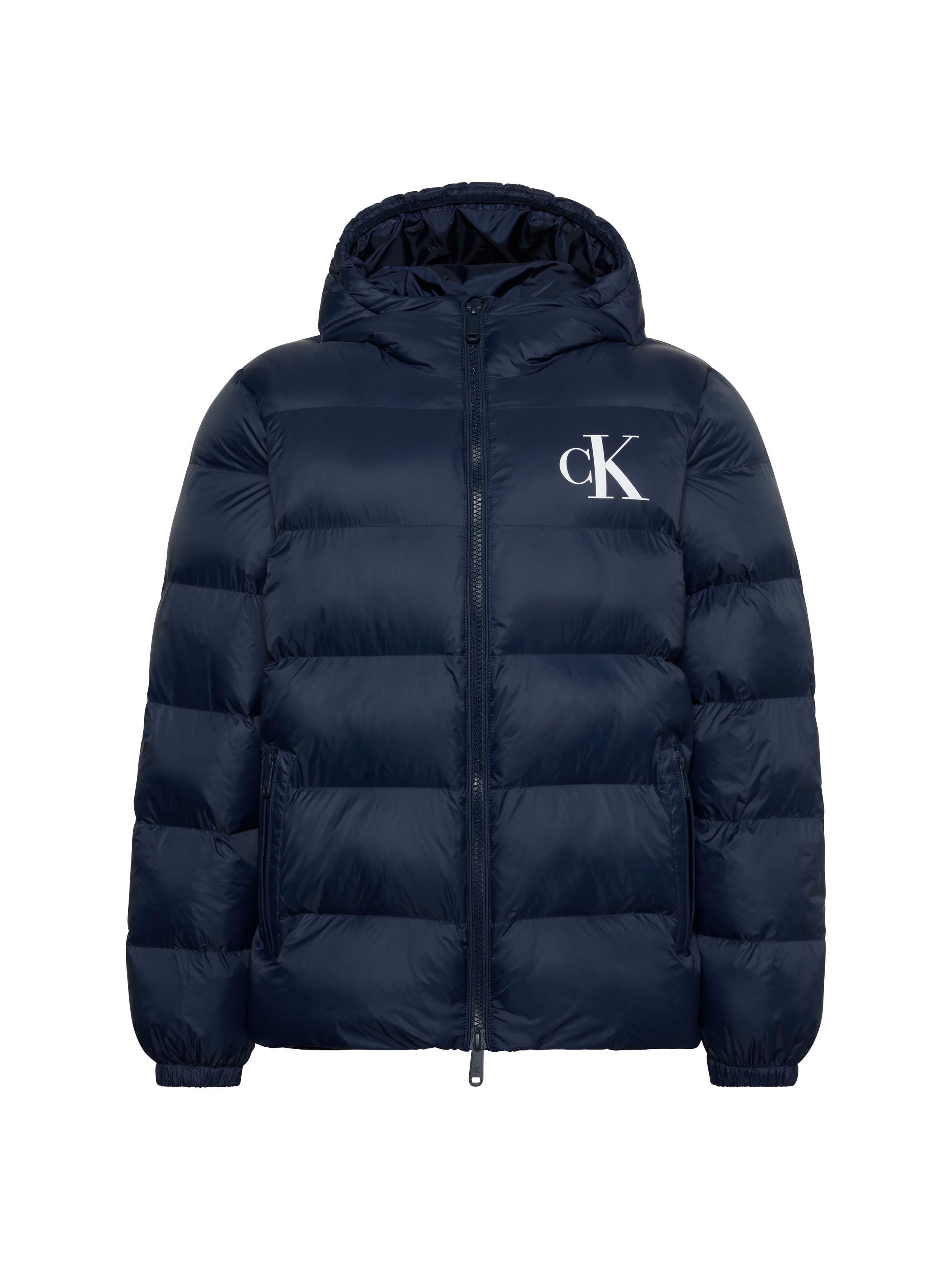Calvin Klein Jeans Steppjacke mit Kapuze 2-Wege-Zipper, Regular Fit, Logodruck